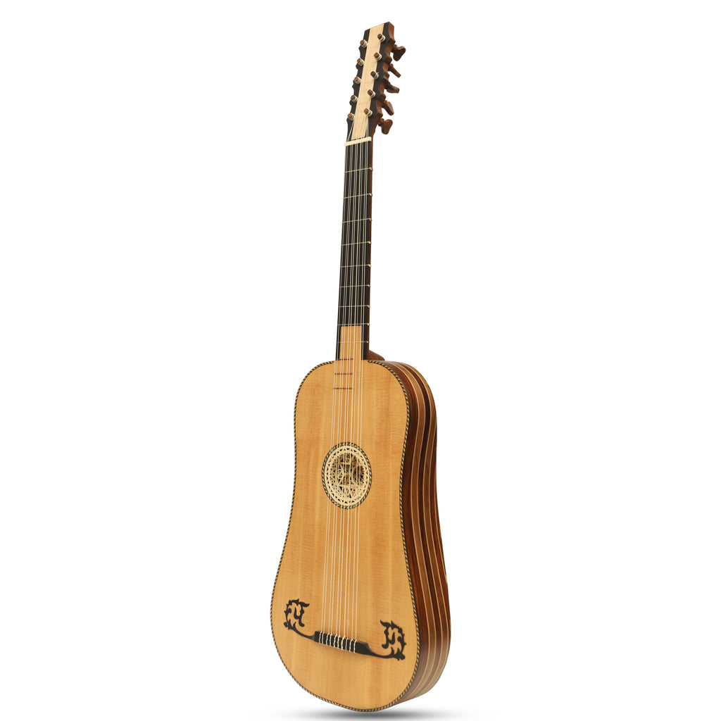 Heartland Sellas Baroque Guitar, 5 Course Left Hand Variegated Walnut Rosewood