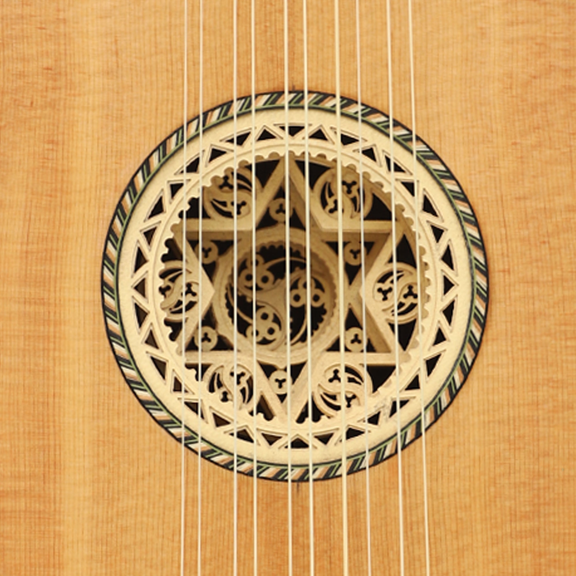 Heartland Sellas Baroque Guitar, 5 Course Left Hand Variegated Walnut Rosewood