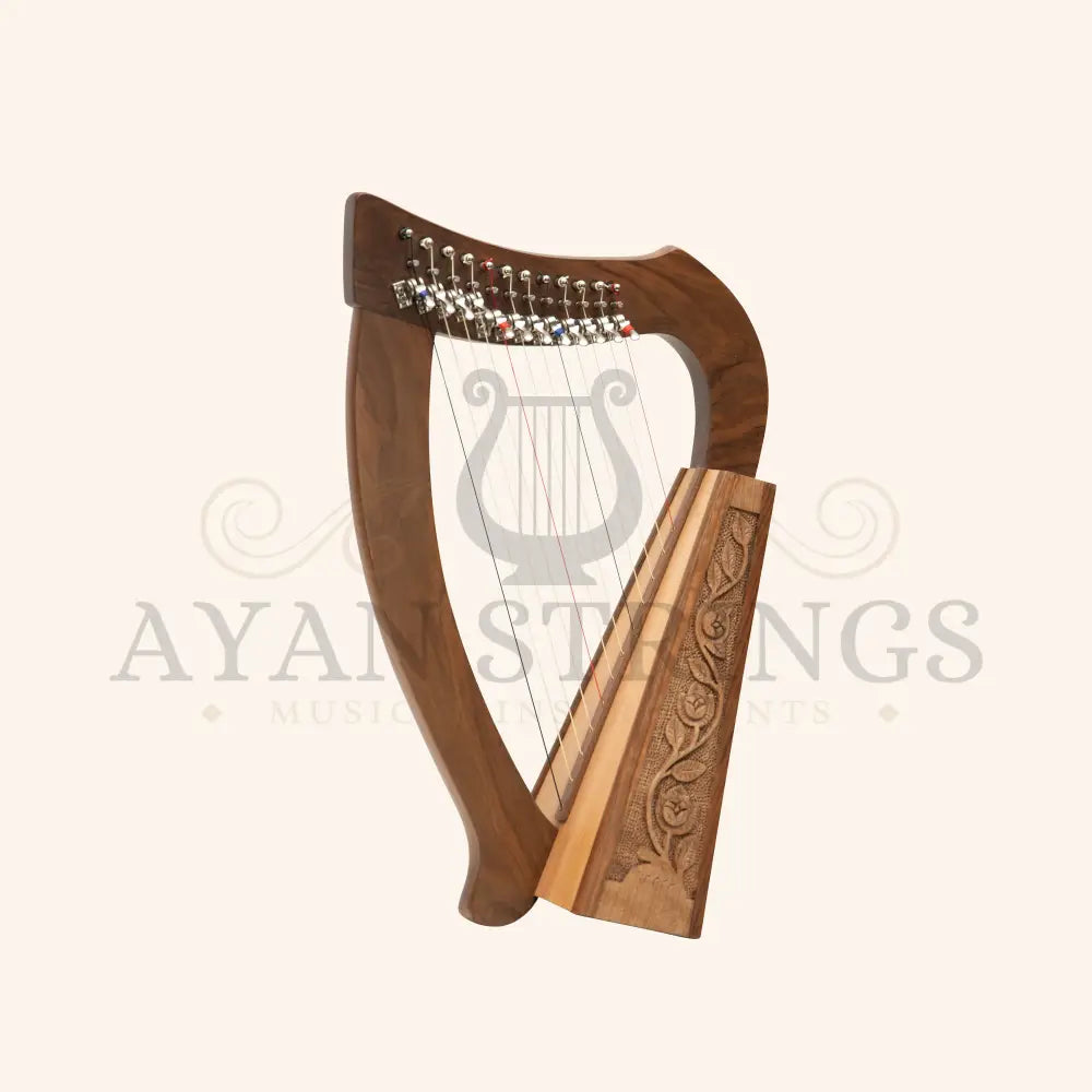 12 String O’Carolan Harp With Sharpening Levers - Walnut - Stringed Instruments