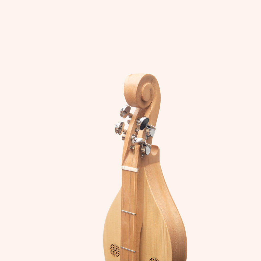 Mountain Dulcimer 4 String  Knotwork Scroll Lacewood with Nickel Finish Hardware