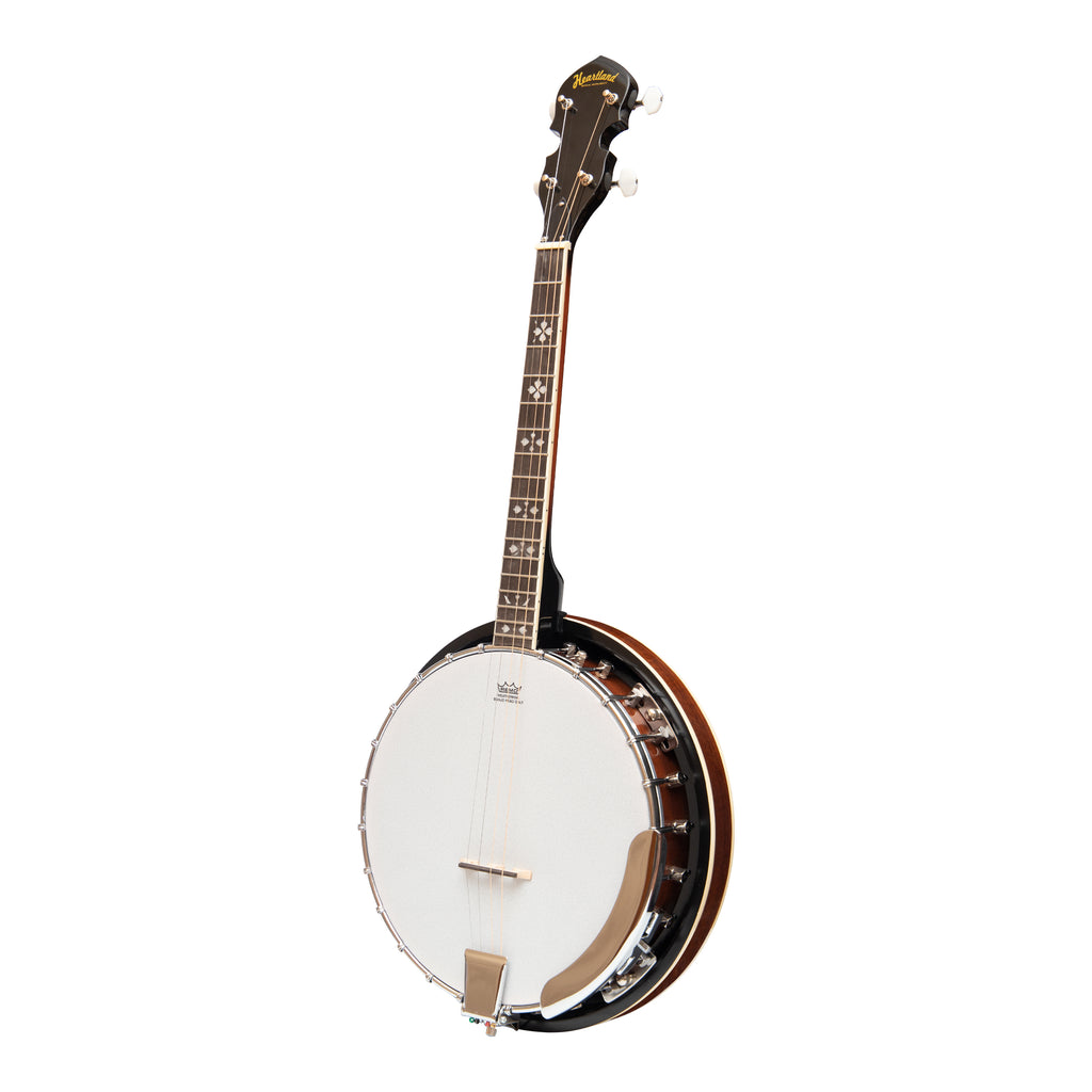 Heartland 4 String 17 Fret Irish Tenor Banjo Left Handed Player Series with Closed Solid Back Sunburst Finish