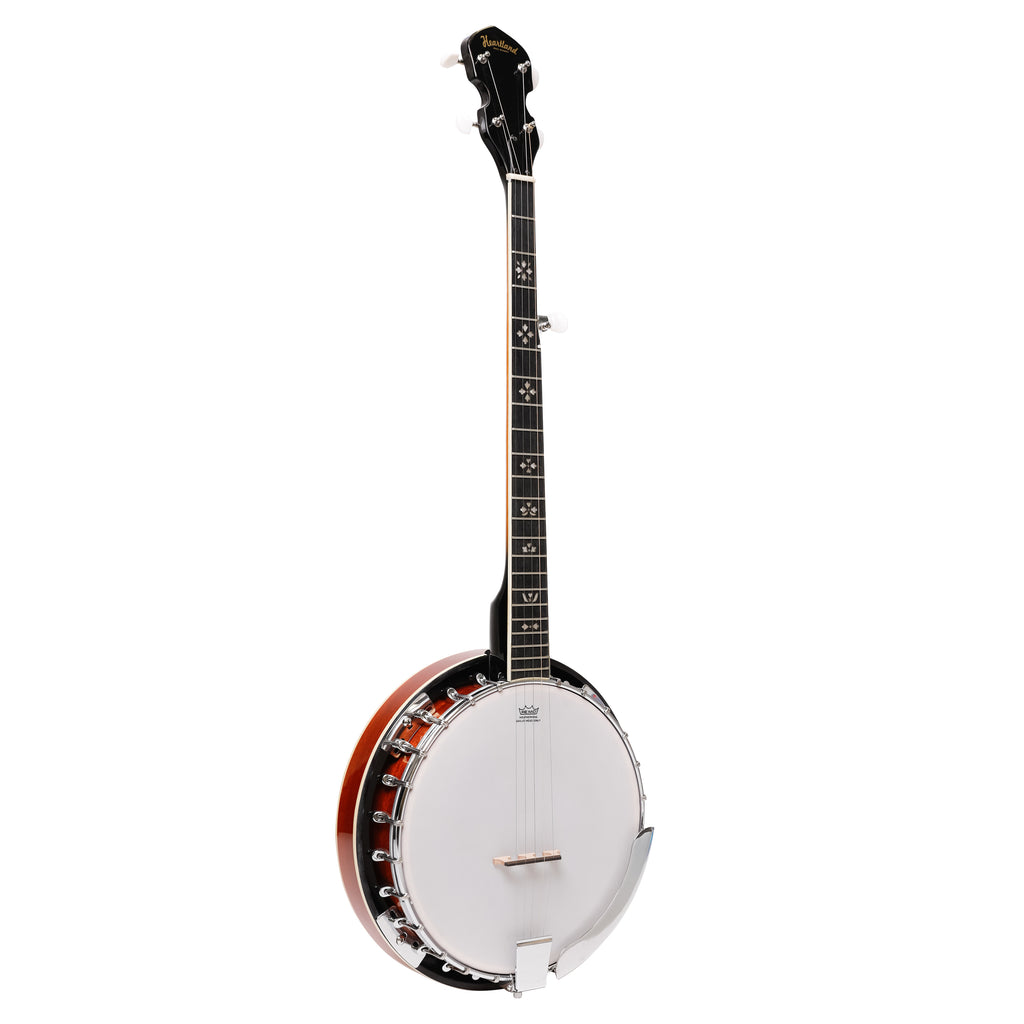 Heartland 5 String Irish Banjo Left Handed Player Series 24 Bracket with Closed Solid Back Sunburst Finish