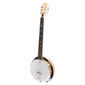 Heartland 6 String Deluxe Irish Banjo Left Handed 24 Bracket with Closed Solid Back Maple Finish