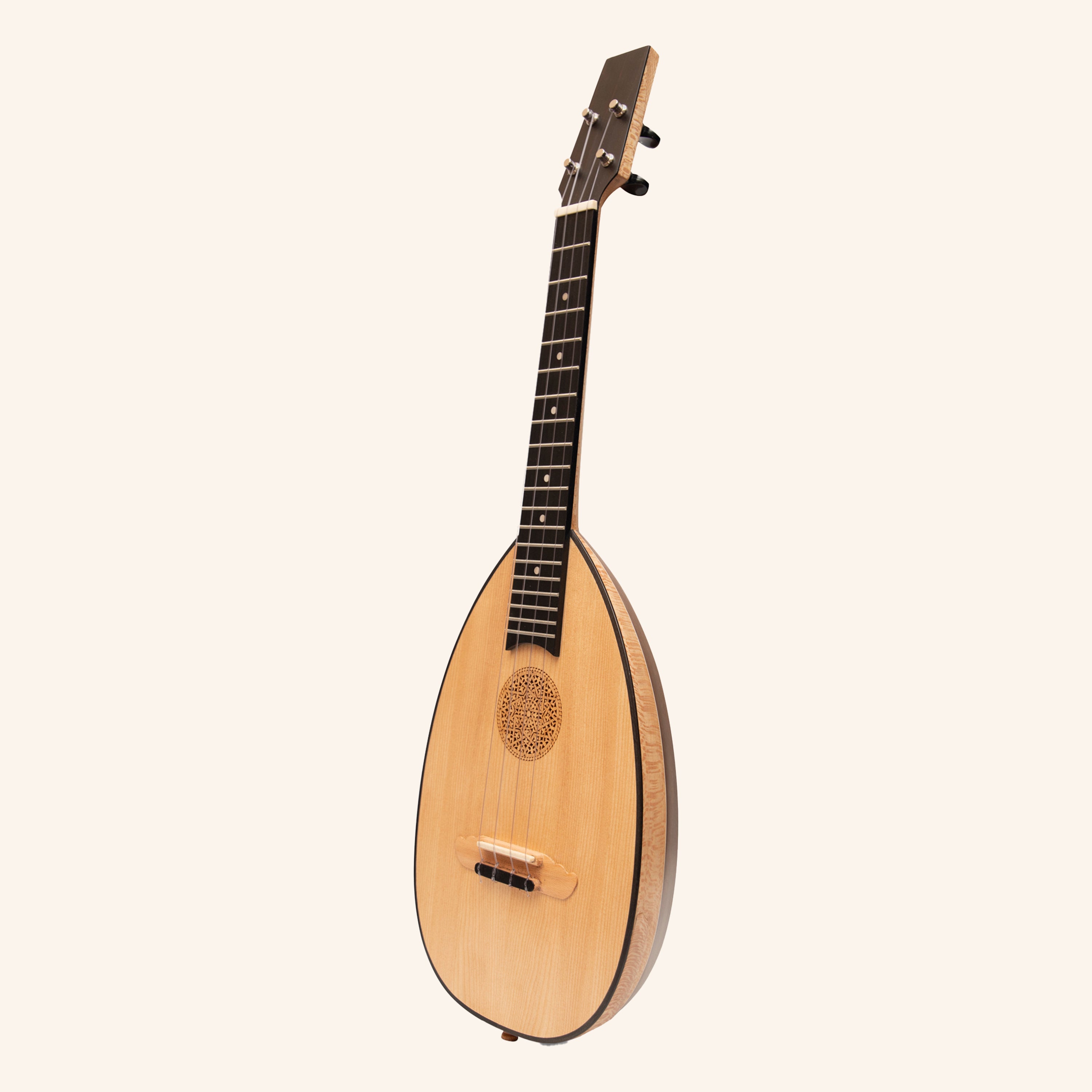 HEARTLAND BAROQUE UKULELE, 4 STRING TENOR VARIEGATED WALNUT AND LACEWOOD LEFT HAND