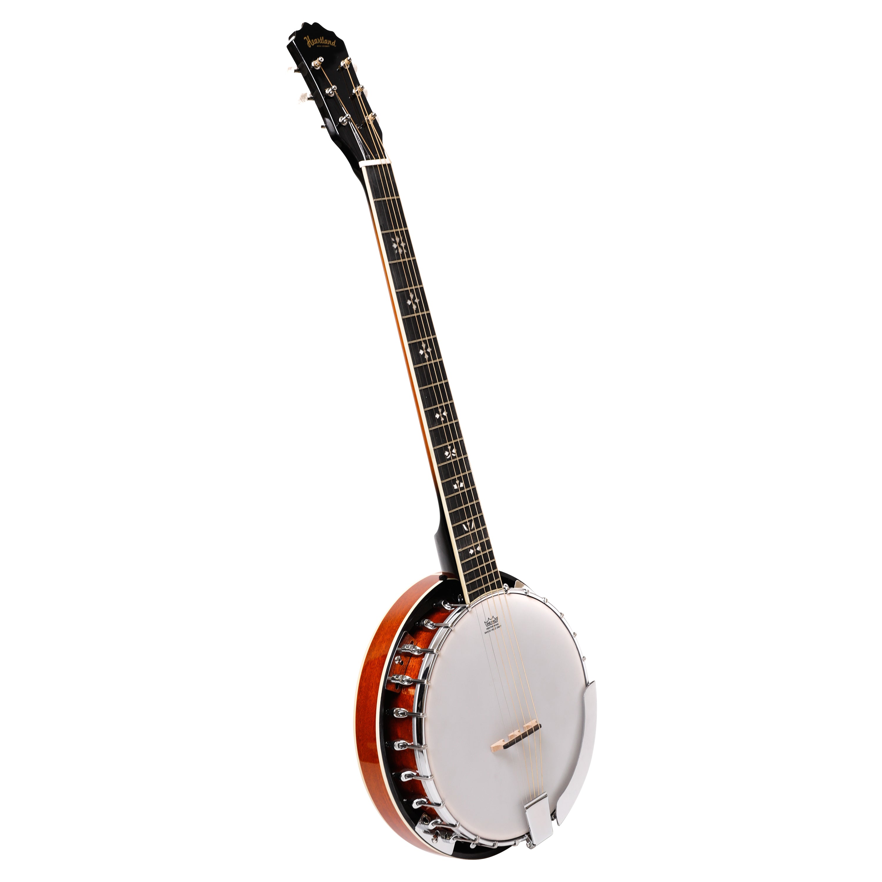 Heartland 6 String Irish Banjo Left Handed Player Series 24 Bracket with Closed Solid Back Sunburst Finish