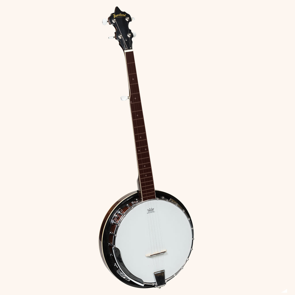 Heartland 5 String Irish Banjo 24 Bracket with Closed Solid Back and Geared 5th Tuner
