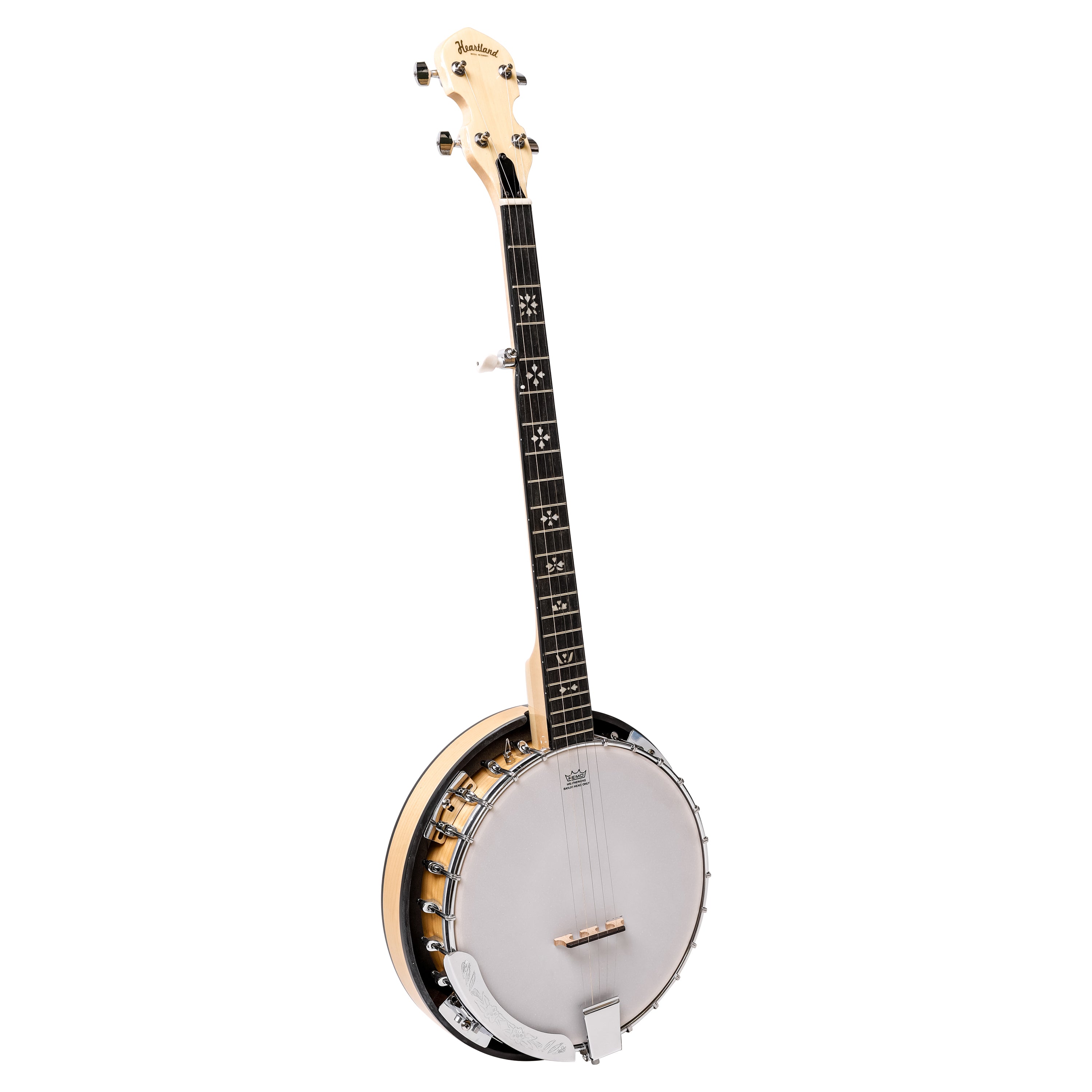 Heartland 5 String Deluxe Irish Banjo 24 Bracket with Closed Solid Back Maple Finish