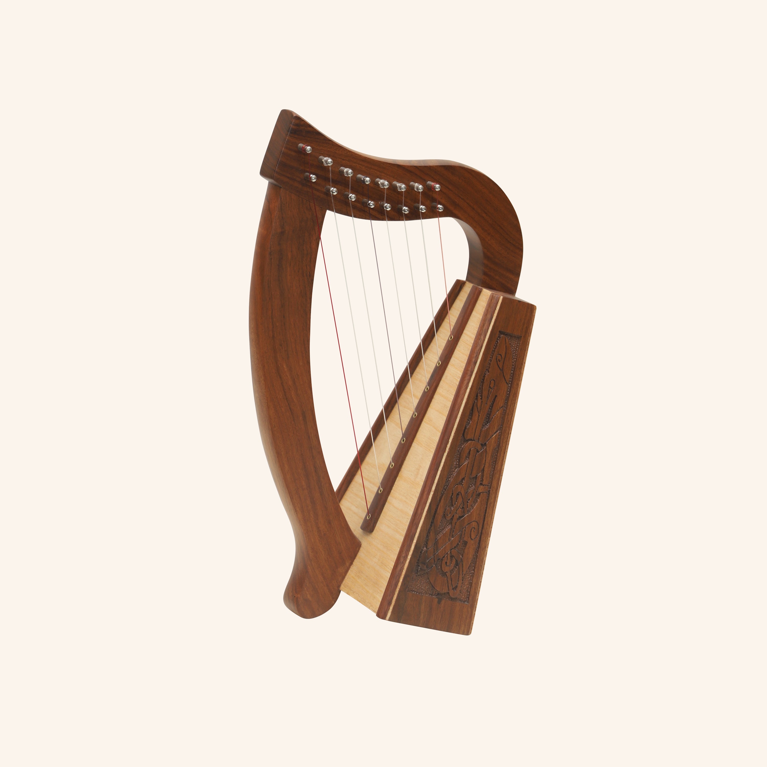 MUZIKKON O'CAROLAN HARP, 8 STRING ROSEWOOD CELTIC DRAGON
