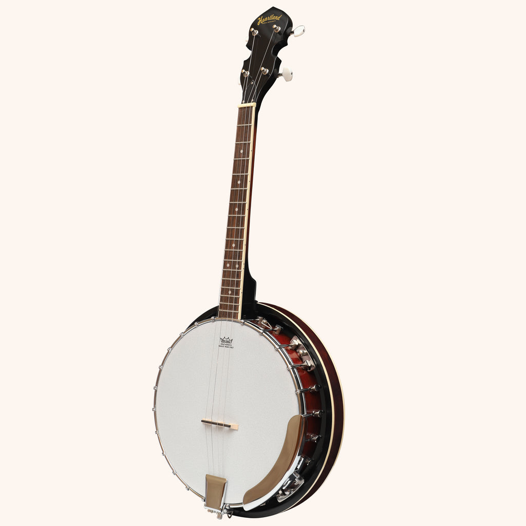 Heartland 4 String Banjo Closed Solid Back 17 Fret, Left Handed 4 String Irish Tenor Banjo Short Scale