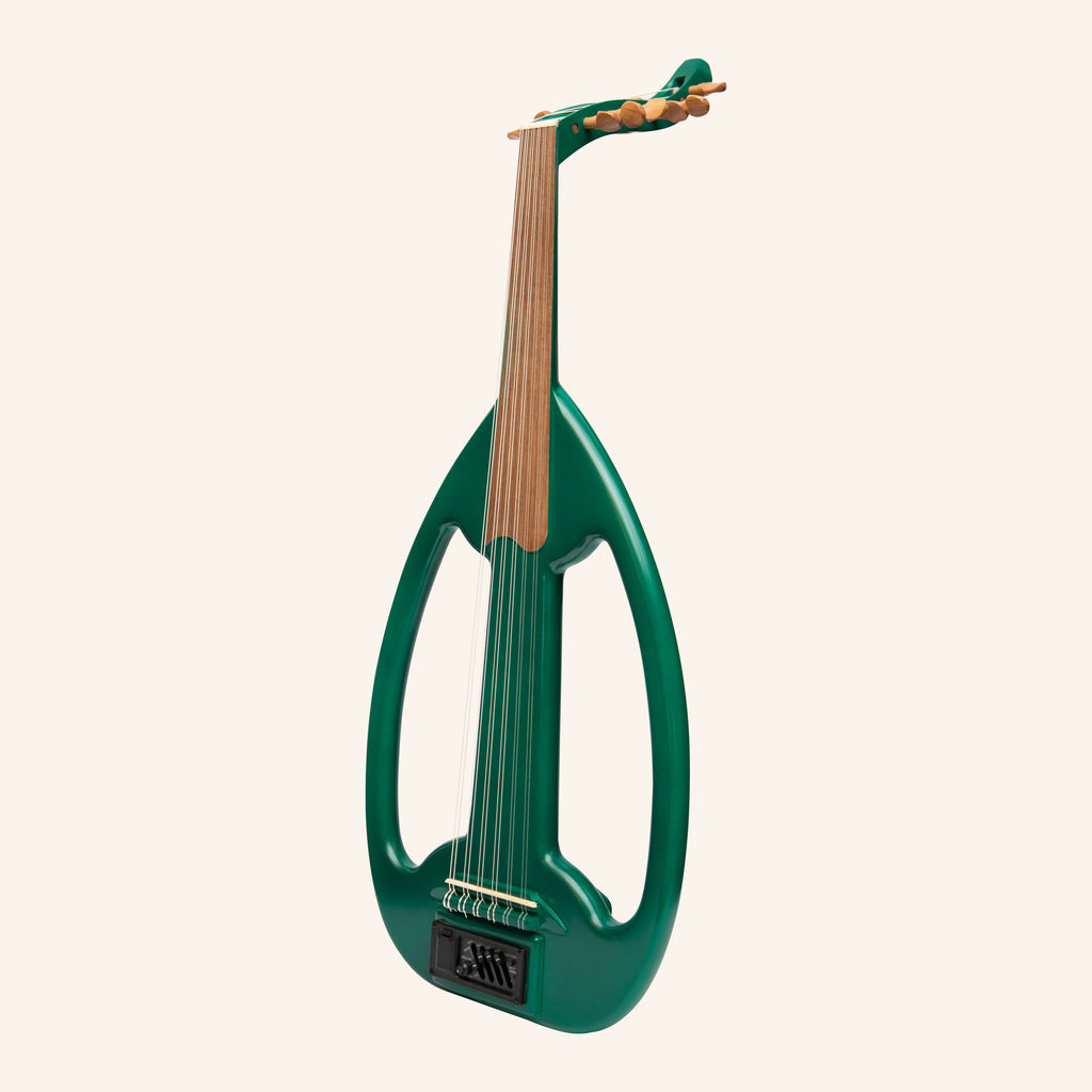 Muzikkon Electric Arabic Frame Oud With Pegs, Lacewood Green
