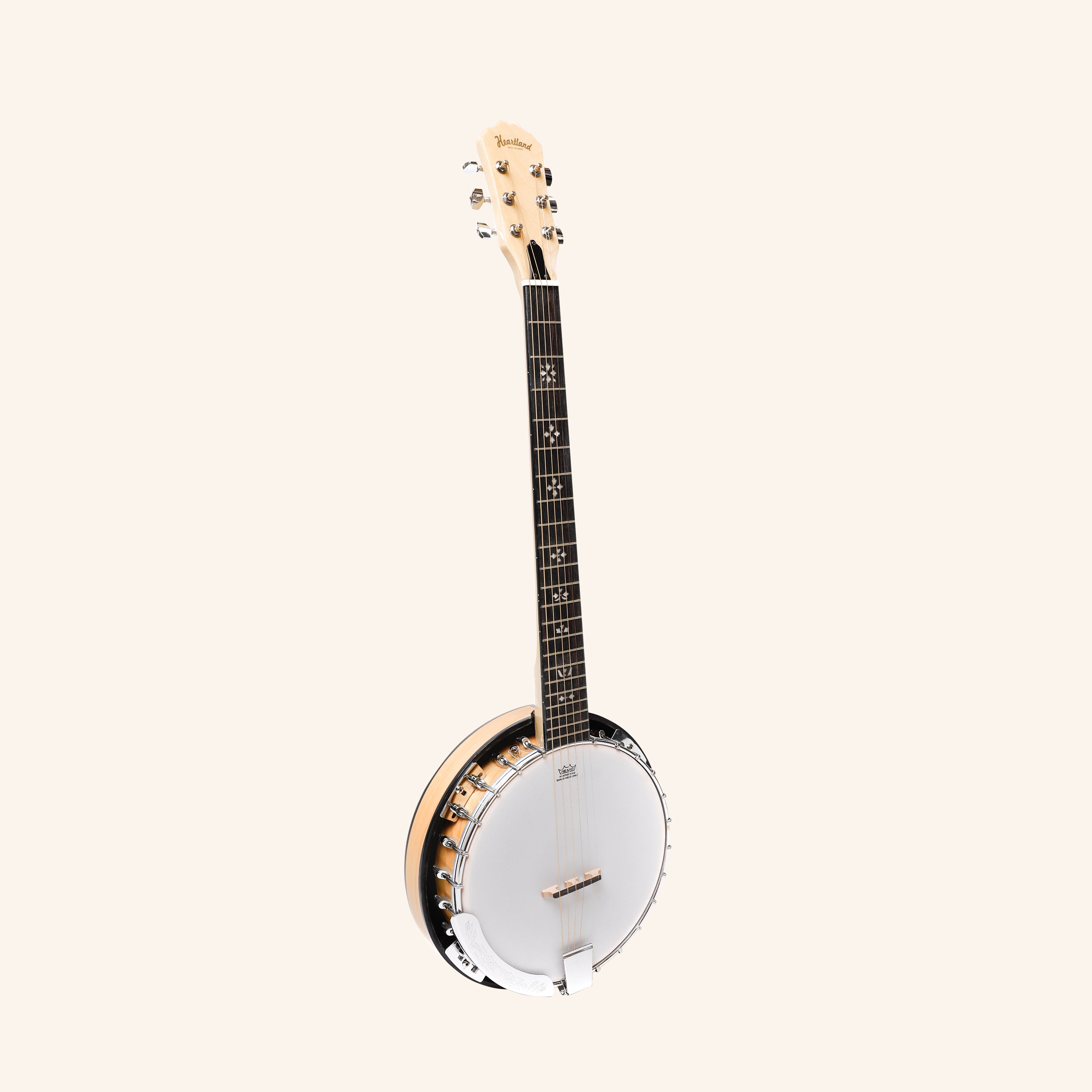 Heartland 6 String Deluxe Irish Banjo 24 Bracket with Closed Solid Back Maple Finish