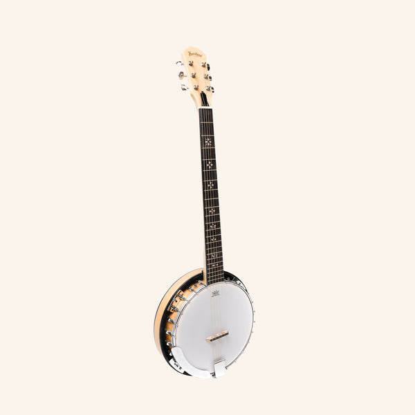 Heartland 6 String Deluxe Irish Banjo 24 Bracket with Closed Solid Back Maple Finish