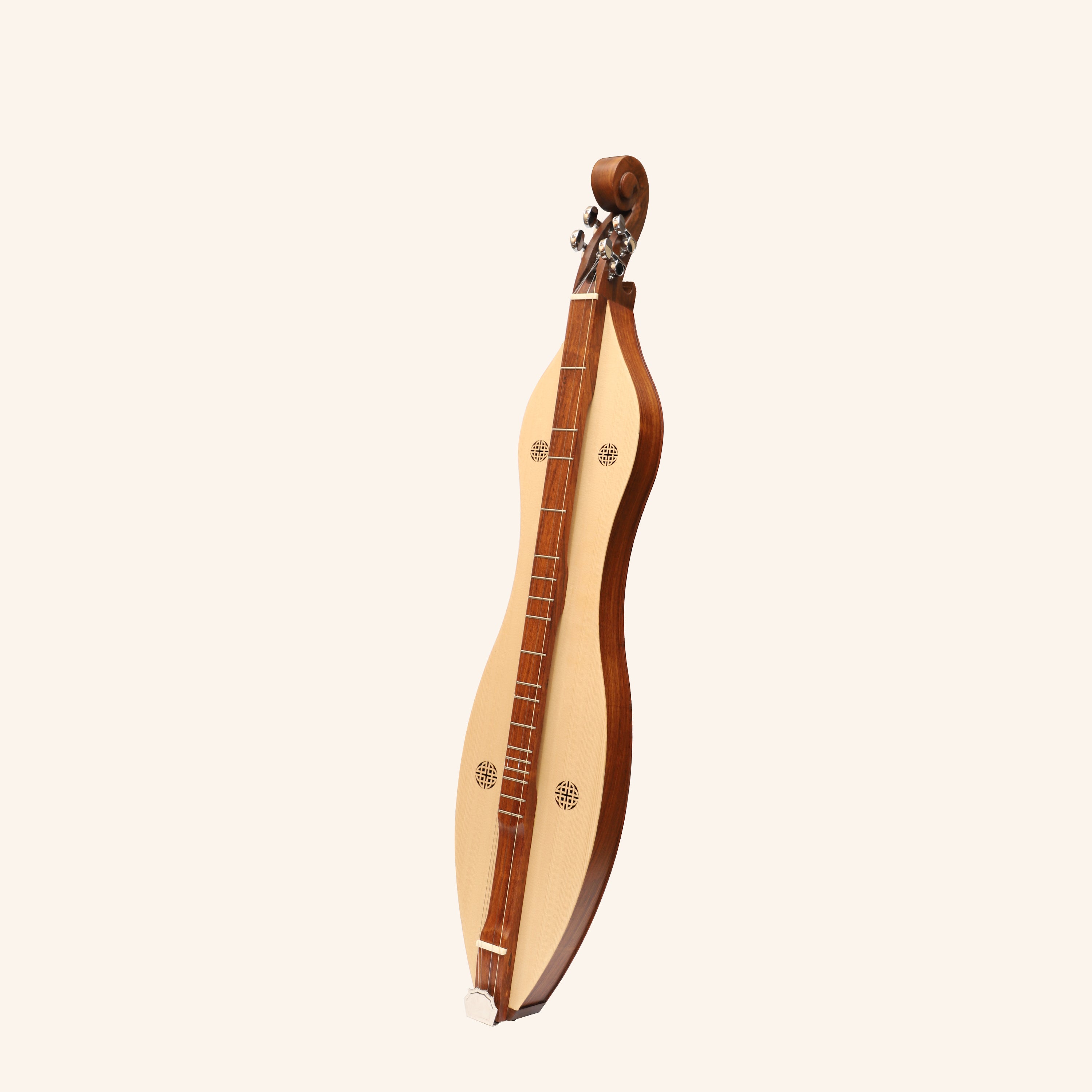 Muzikkon Mountain Dulcimer, 4 Strings Knotwork Scroll R-W Silver Gear
