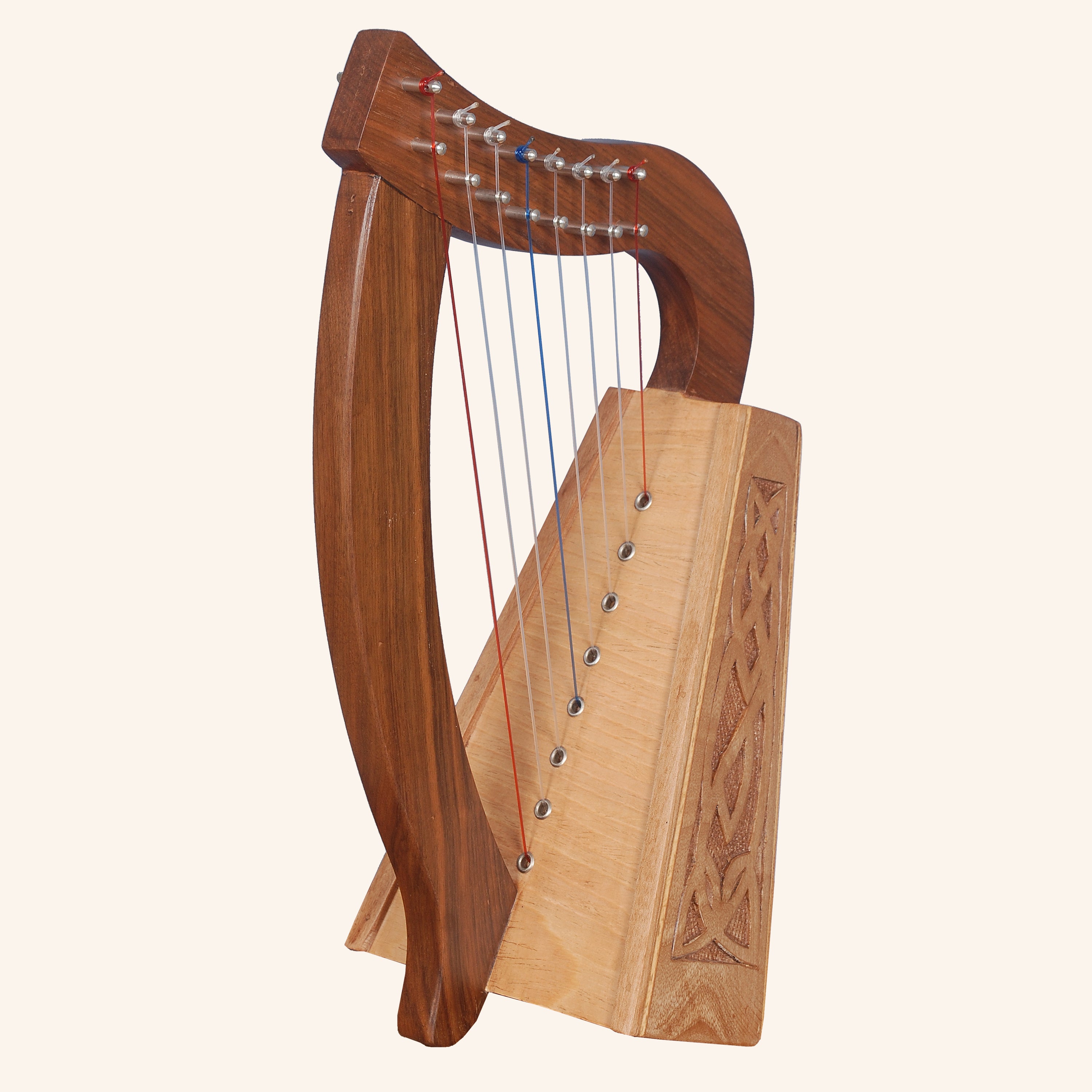 Muzikkon O'Carolan Harp, 8 Strings Walnut Knotwork