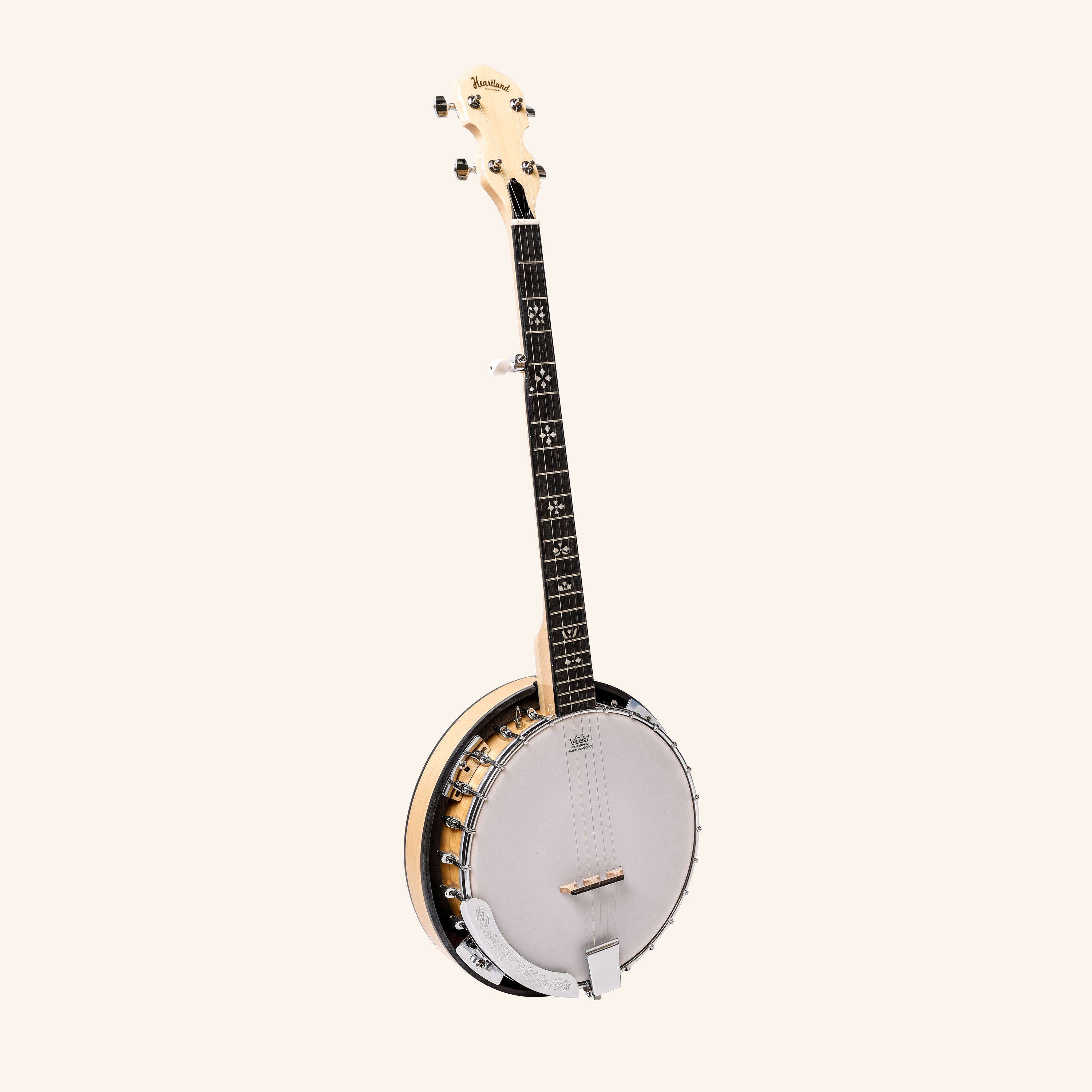 Heartland 5 String Deluxe Irish Banjo 24 Bracket with Closed Solid Back Maple Finish