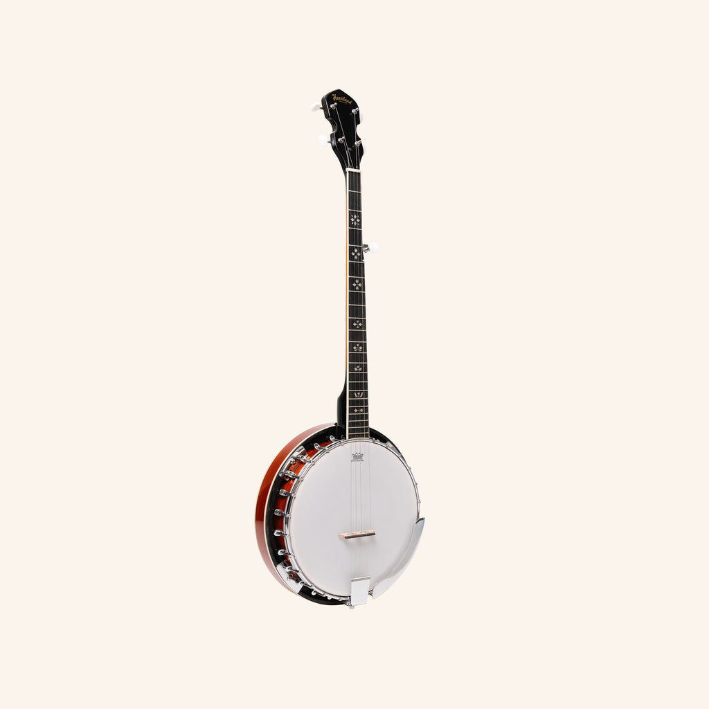 Heartland 5 String Irish Banjo Left Handed Player Series 24 Bracket with Closed Solid Back Sunburst Finish