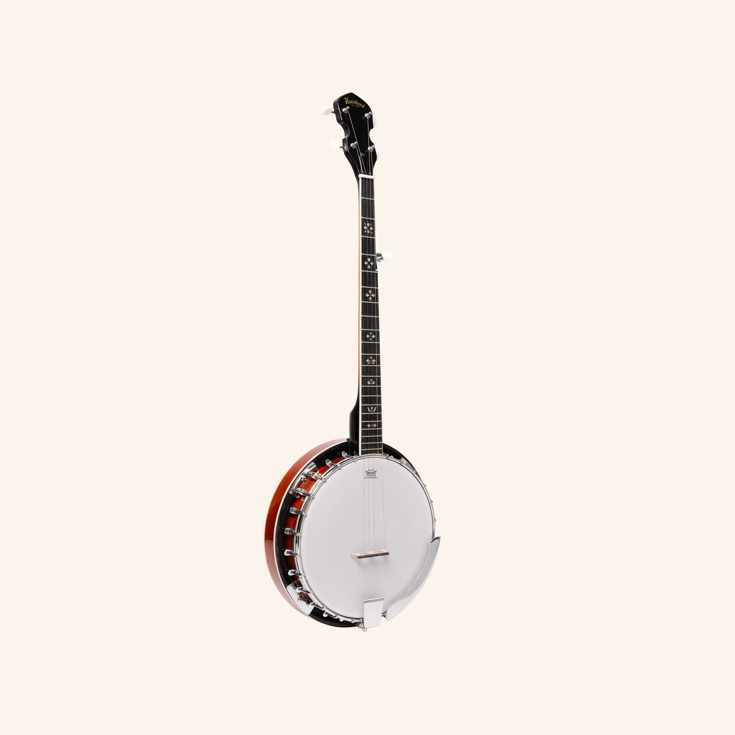 Heartland 5 String Irish Banjo Left Handed Player Series 24 Bracket with Closed Solid Back Sunburst Finish