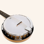 Heartland 6 String Deluxe Irish Banjo Left Handed 24 Bracket with Closed Solid Back Maple Finish