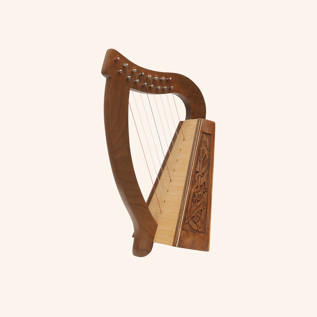 MUZIKKON O'CAROLAN HARP, 8 STRING WALNUT CELTIC DRAGON