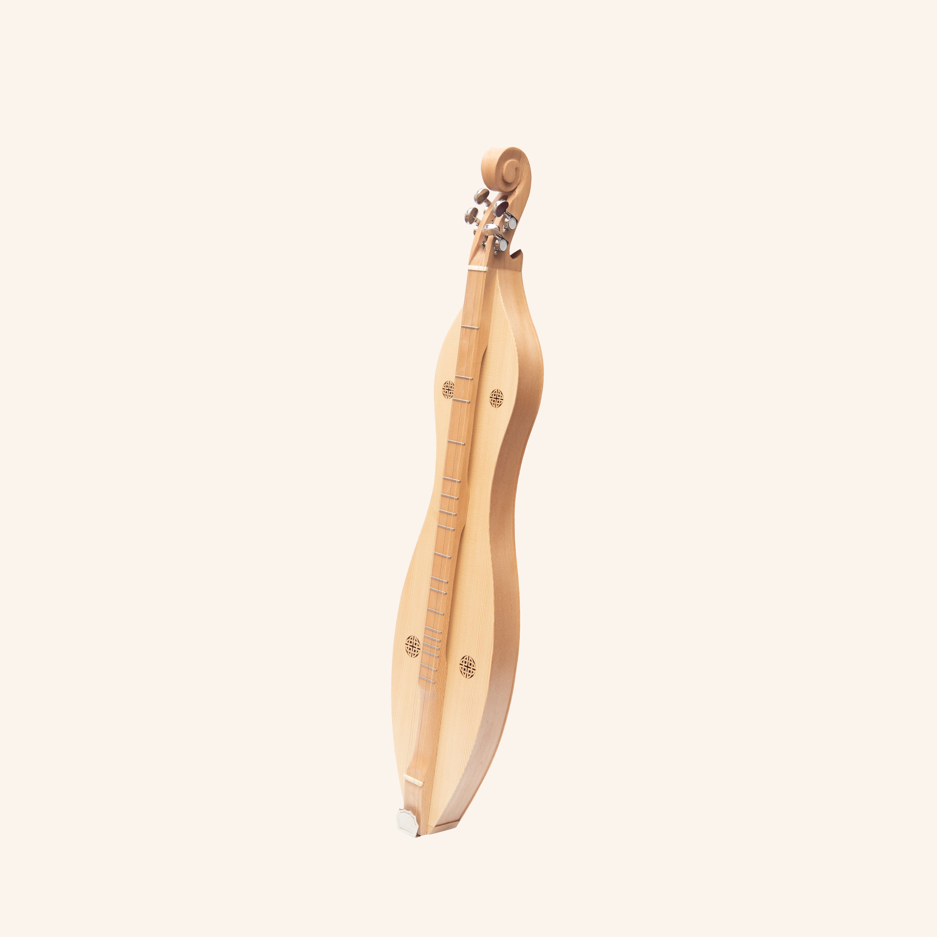Mountain Dulcimer 4 String  Knotwork Scroll Lacewood with Nickel Finish Hardware