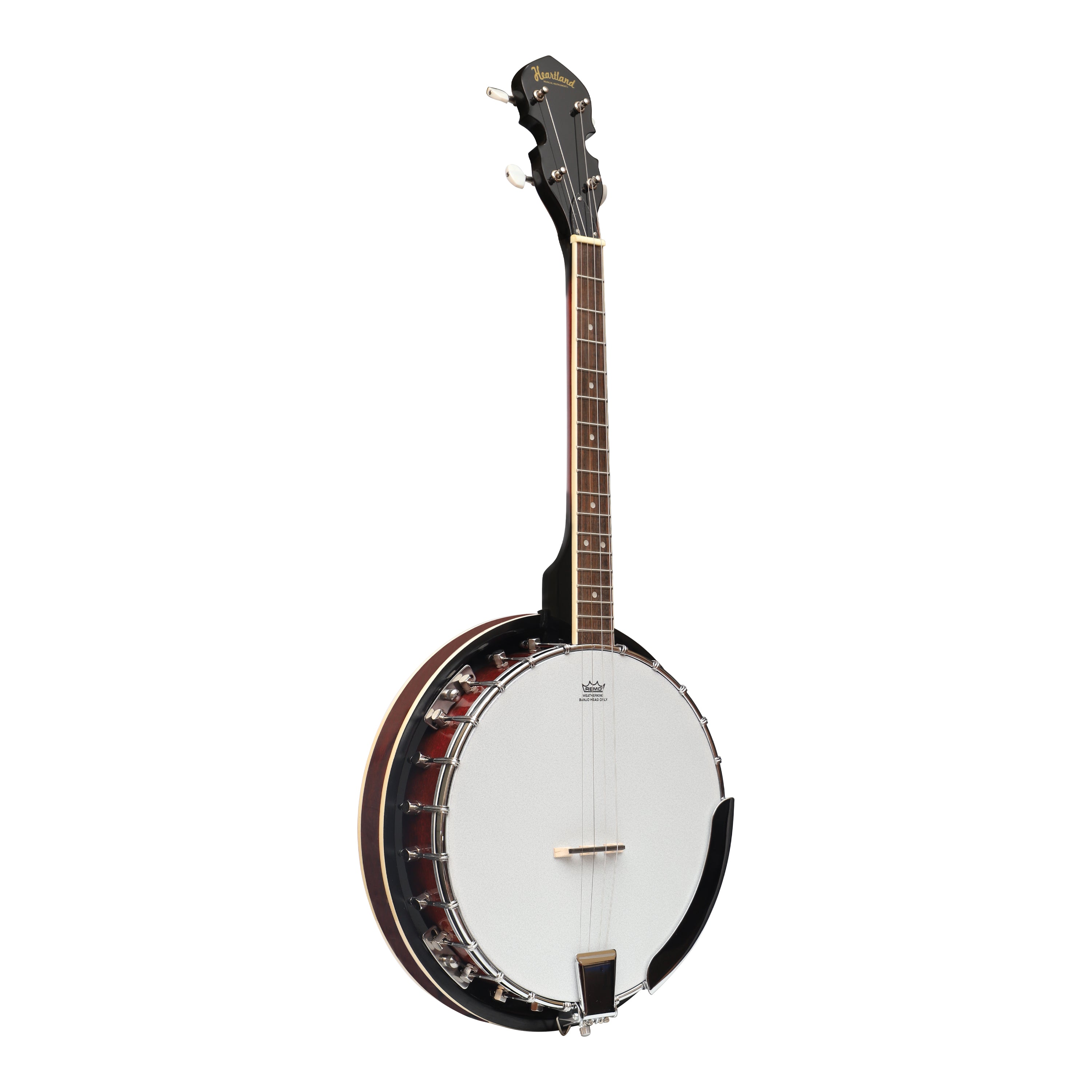 Heartland 4 String Banjo Closed Solid Back 17 Fret, Left Handed 4 String Irish Tenor Banjo Short Scale