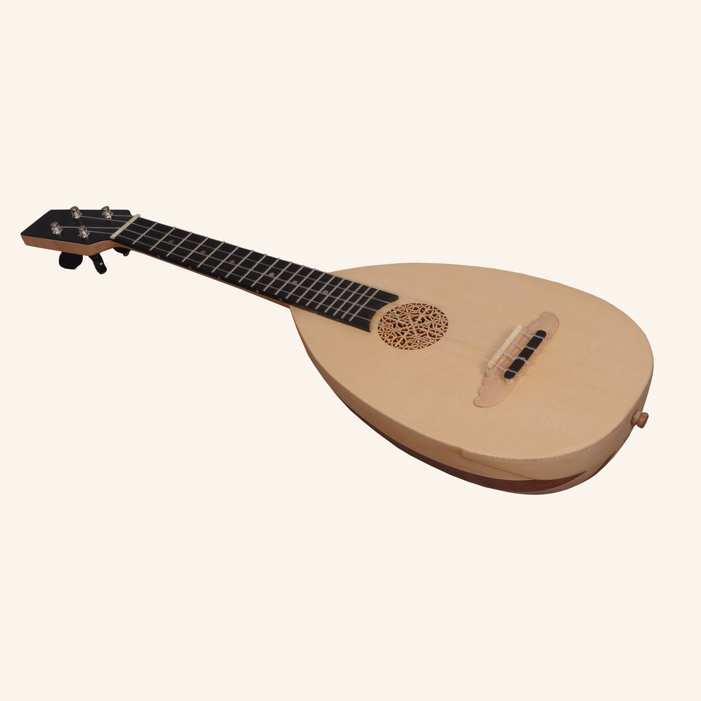 HEARTLAND BAROQUE UKULELE, 4 STRING CONCERT VARIEGATED WALNUT AND LACEWOOD LEFT HANDED