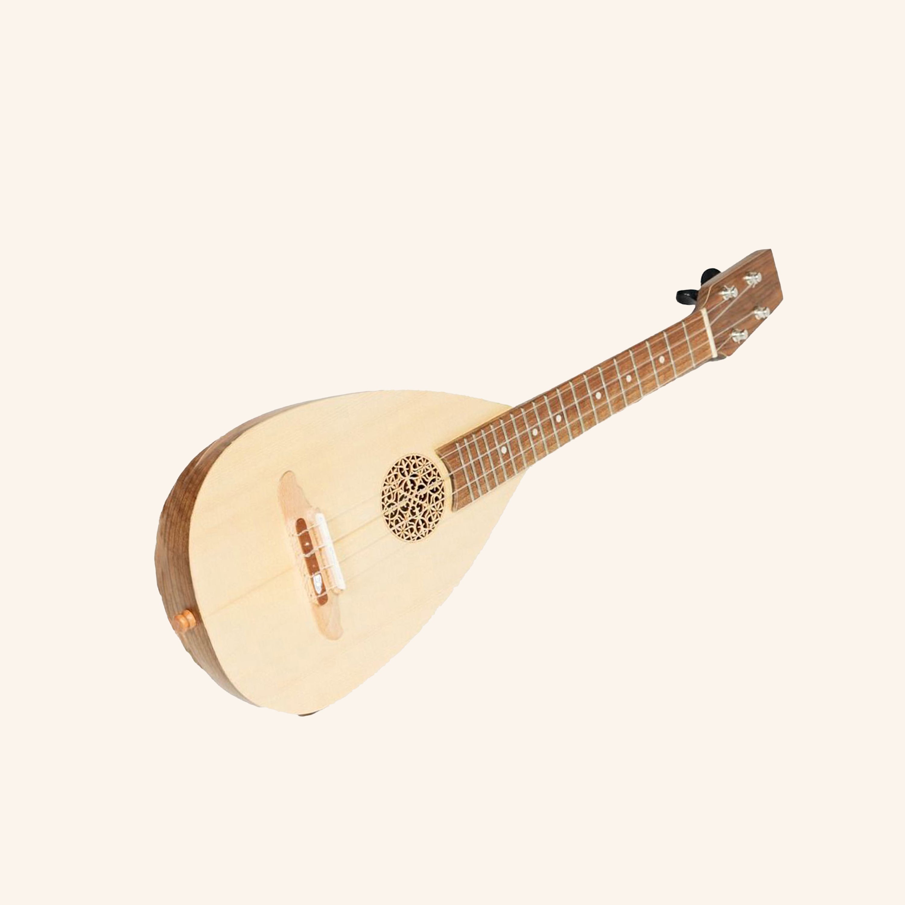 HEARTLAND BAROQUE UKULELE, 4 STRING SOPRANO VARIEGATED WALNUT AND LACEWOOD LEFT  HANDED