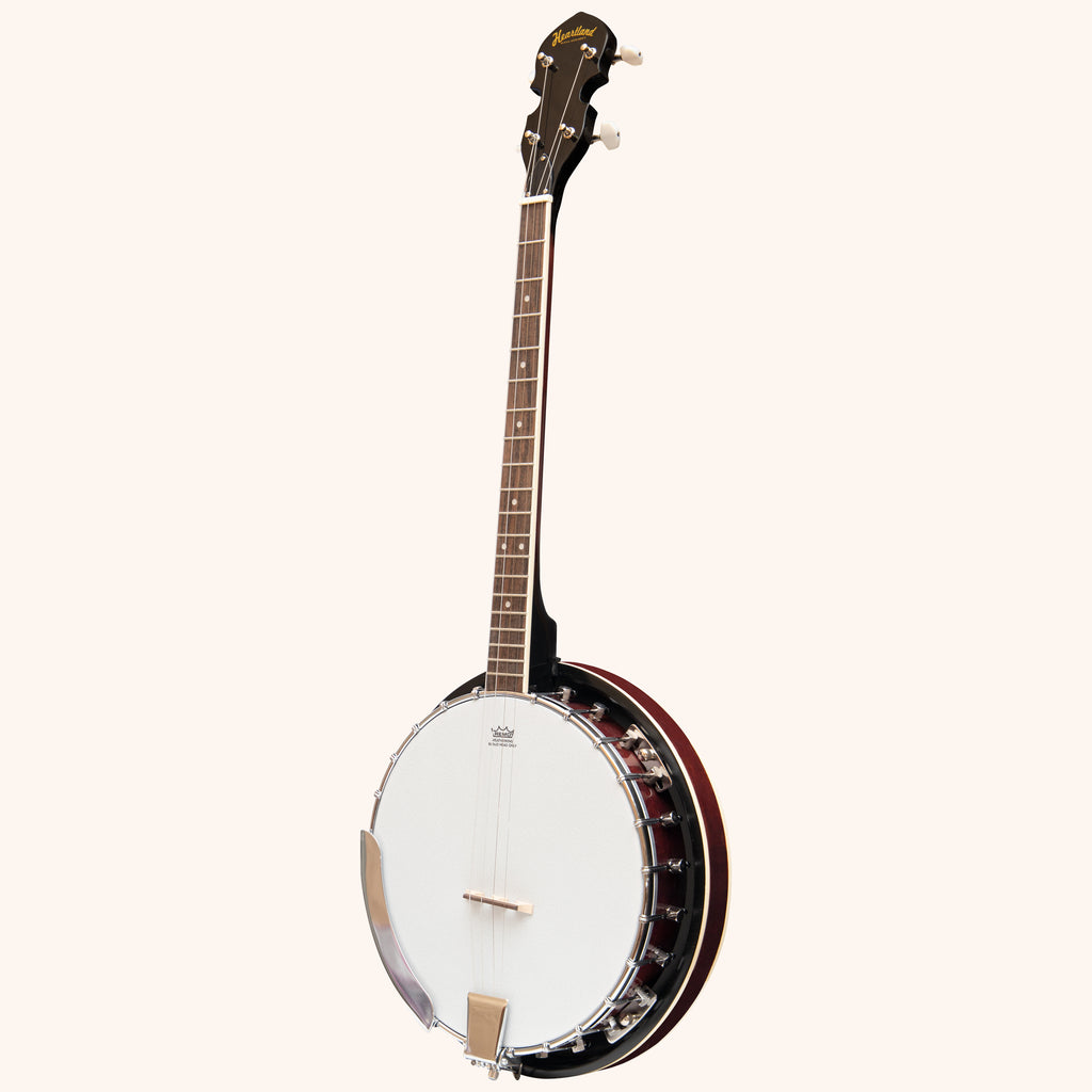 Heartland 4 String Banjo 19 Frets Irish Tenor Banjo 24 Bracket with Closed Solid Back