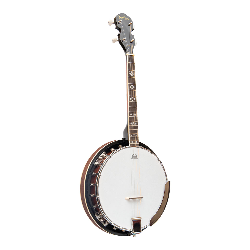 Heartland 4 String 17 Fret Irish Tenor Banjo Left Handed Player Series with Closed Solid Back Sunburst Finish