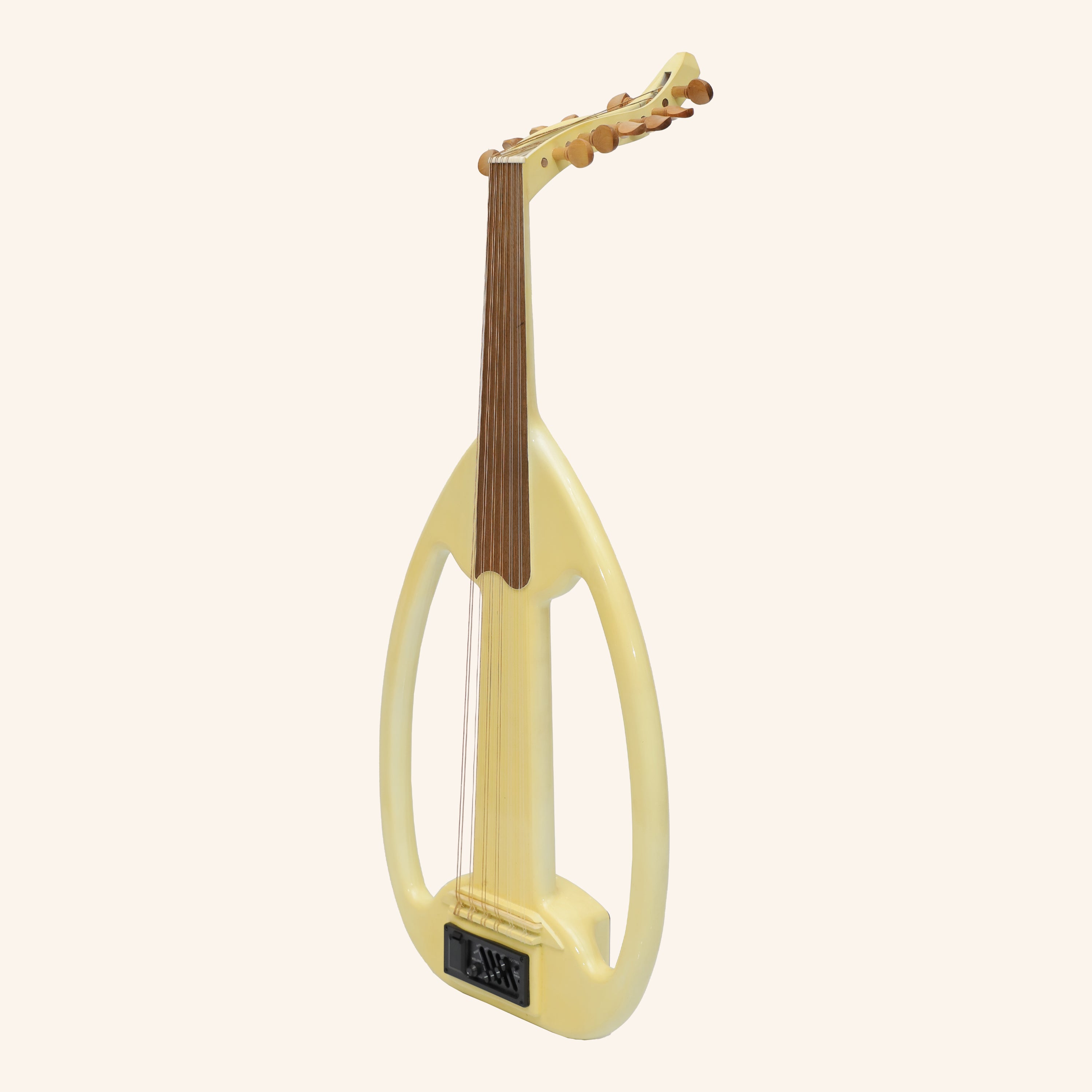 Muzikkon Electric Arabic Frame Oud With Pegs, Lacewood White