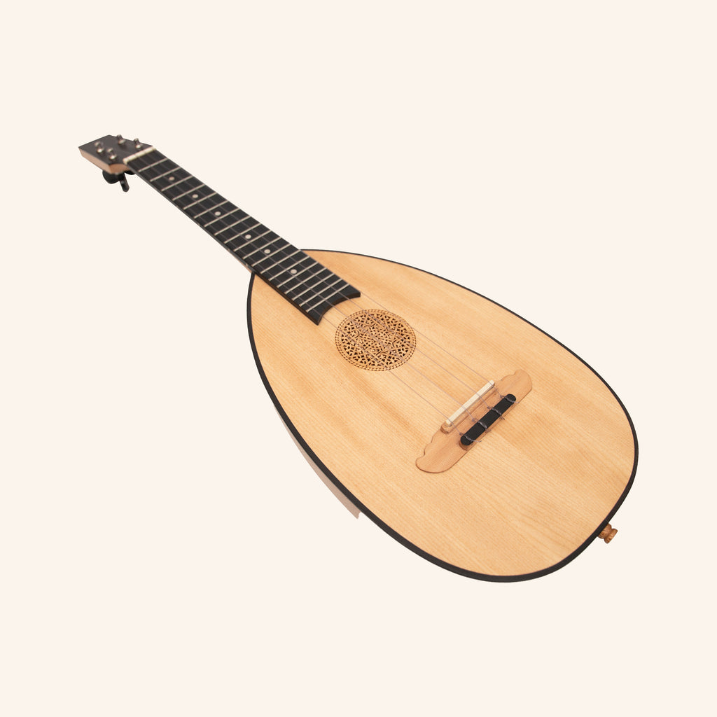 HEARTLAND BAROQUE UKULELE, 4 STRING TENOR VARIEGATED WALNUT AND LACEWOOD LEFT HAND