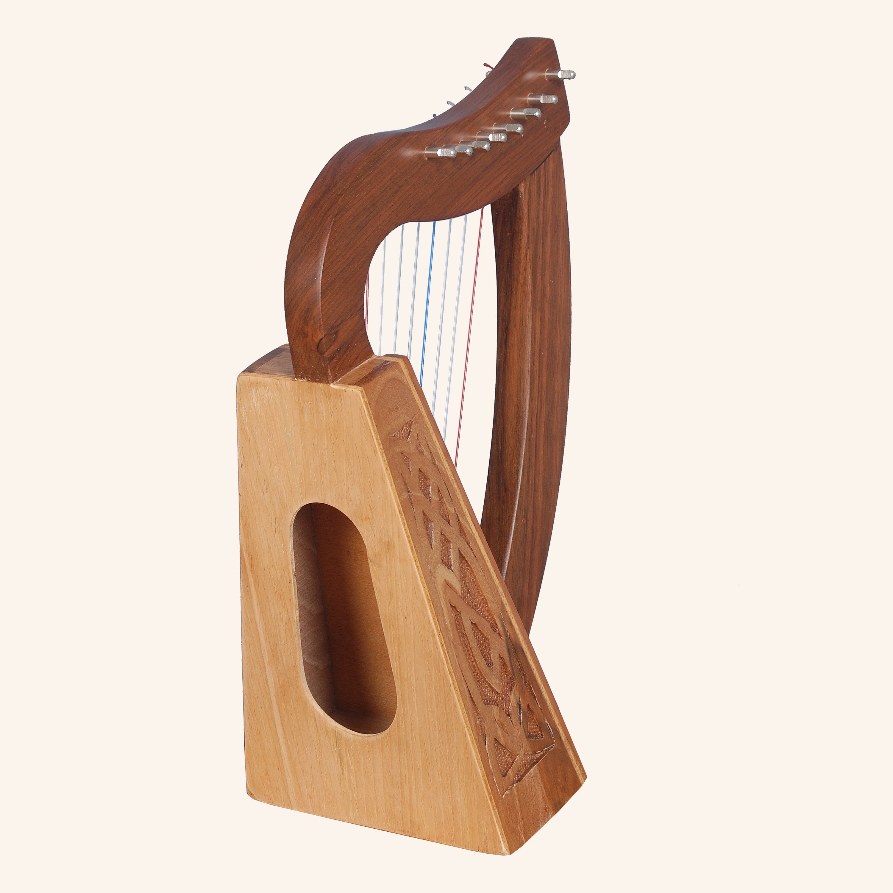 Muzikkon O'Carolan Harp, 8 Strings Walnut Knotwork
