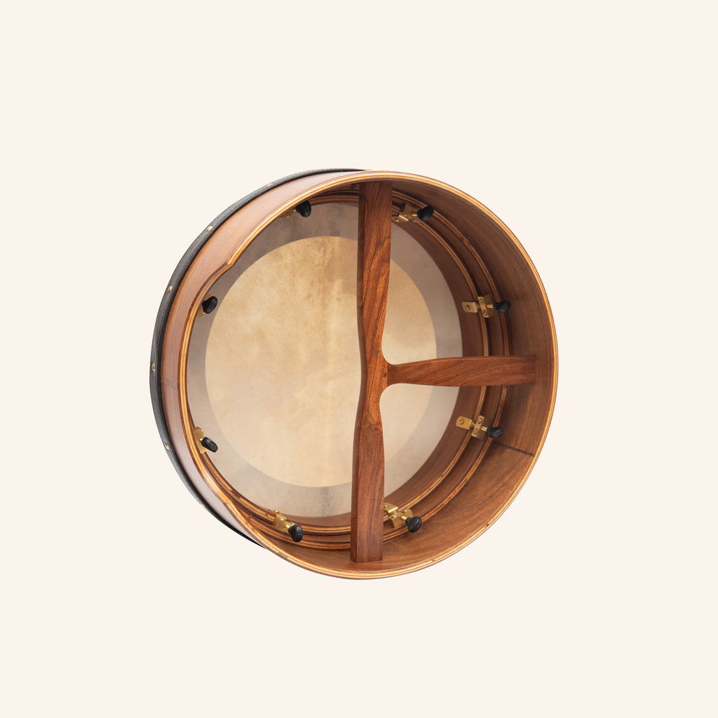 Muzikkon 14”x5" (35.5x12.5 cm) Premium Celtic Irish Bodhran With Easy Tune System Deep Rim T- Bar & Taped Finish