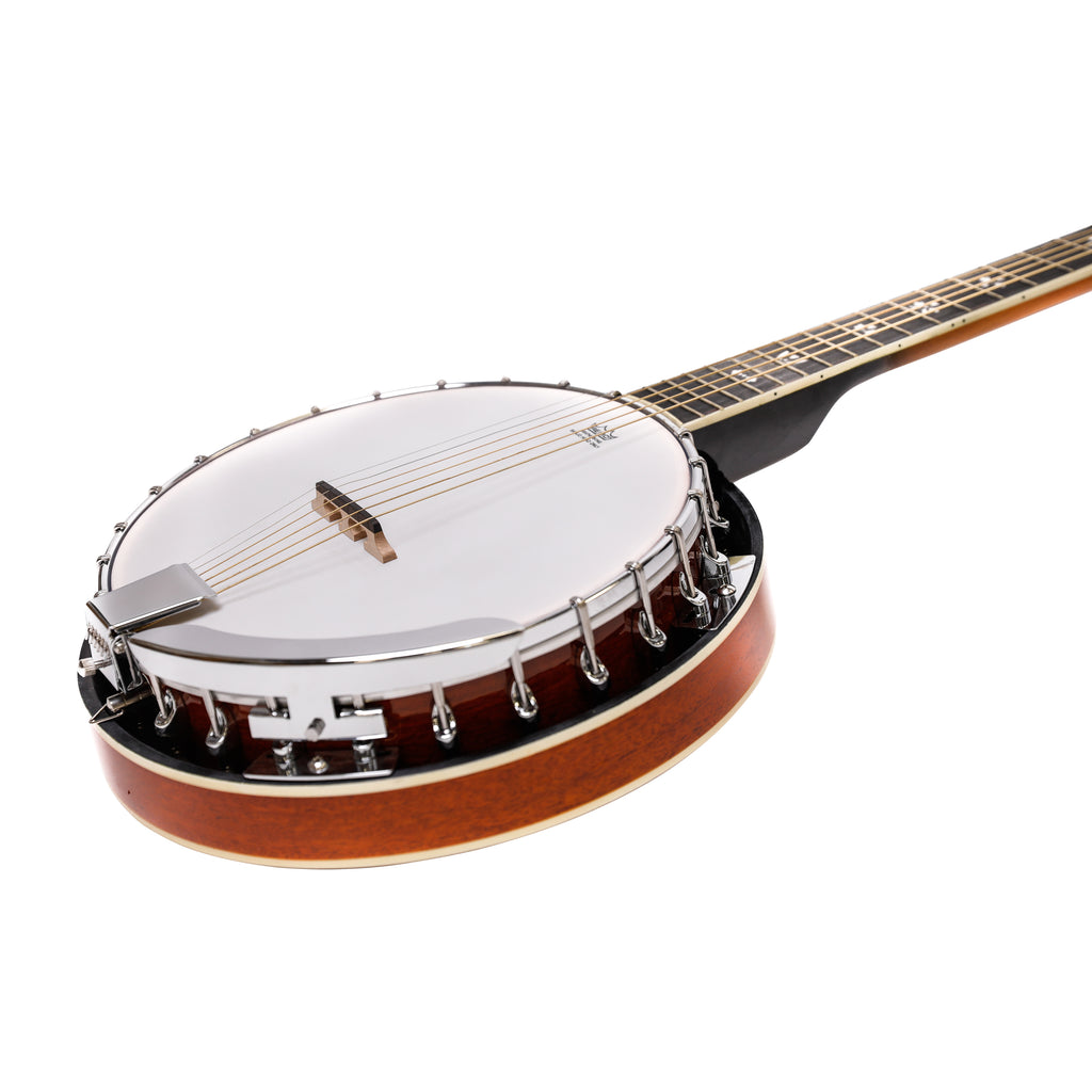 Heartland 6 String Irish Banjo Left Handed Player Series 24 Bracket with Closed Solid Back Sunburst Finish