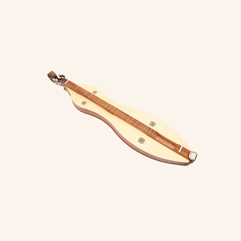 Muzikkon Mountain Dulcimer, 4 Strings Knotwork Scroll R-W Silver Gear