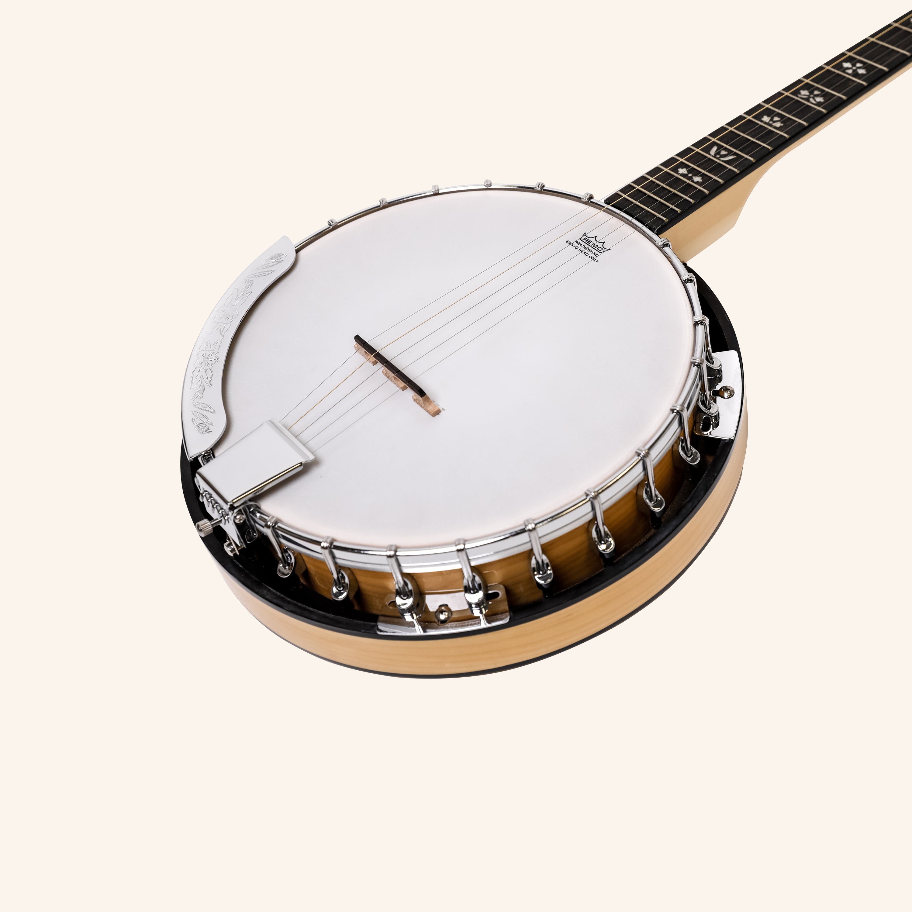 Heartland 5 String Deluxe Irish Banjo Left Handed 24 Bracket with Closed Solid Back Maple Finish
