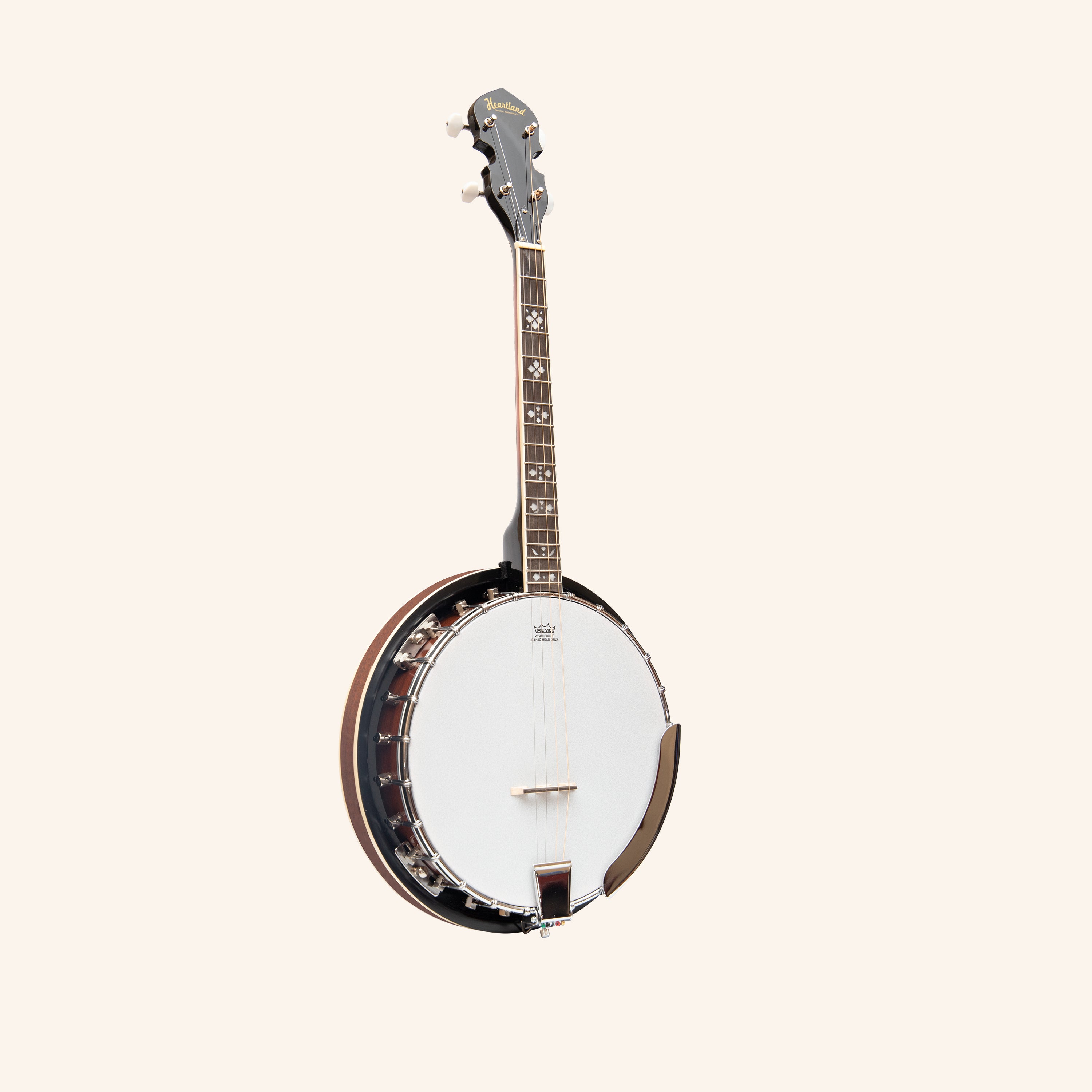 Heartland 4 String 17 Fret Irish Tenor Banjo Left Handed Player Series with Closed Solid Back Sunburst Finish
