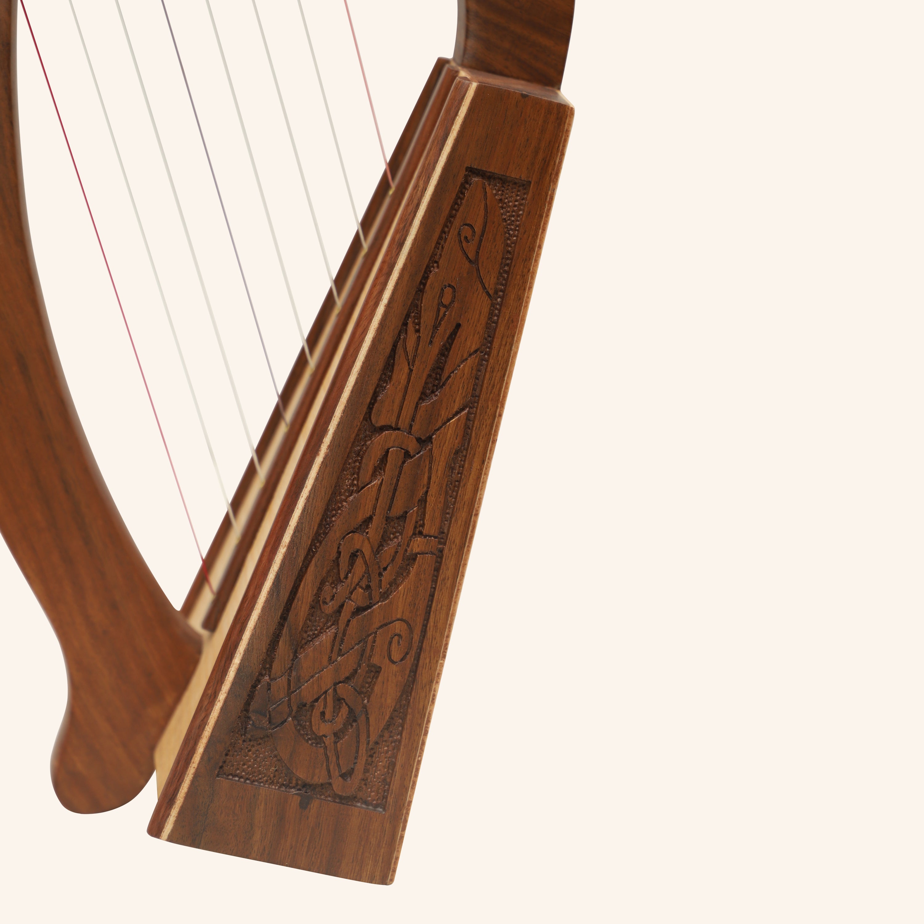 MUZIKKON O'CAROLAN HARP, 8 STRING ROSEWOOD CELTIC DRAGON