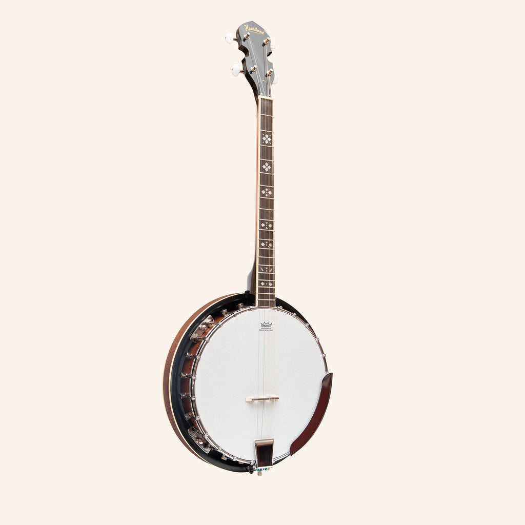 Heartland 4 String 19 Fret Irish Tenor Banjo Left Handed Player Series with Closed Solid Back Sunburst Finish
