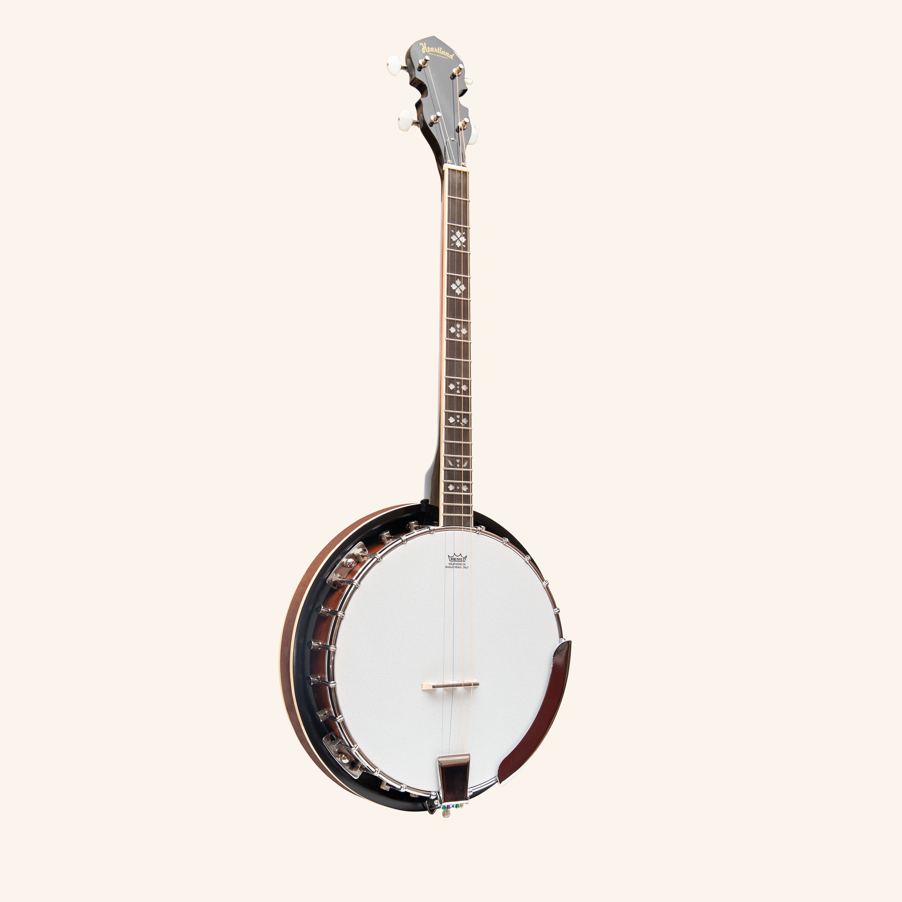 Heartland 4 String 19 Fret Irish Tenor Banjo Left Handed Player Series with Closed Solid Back Sunburst Finish