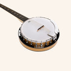 Heartland 6 String Deluxe Irish Banjo Left Handed 24 Bracket with Closed Solid Back Maple Finish