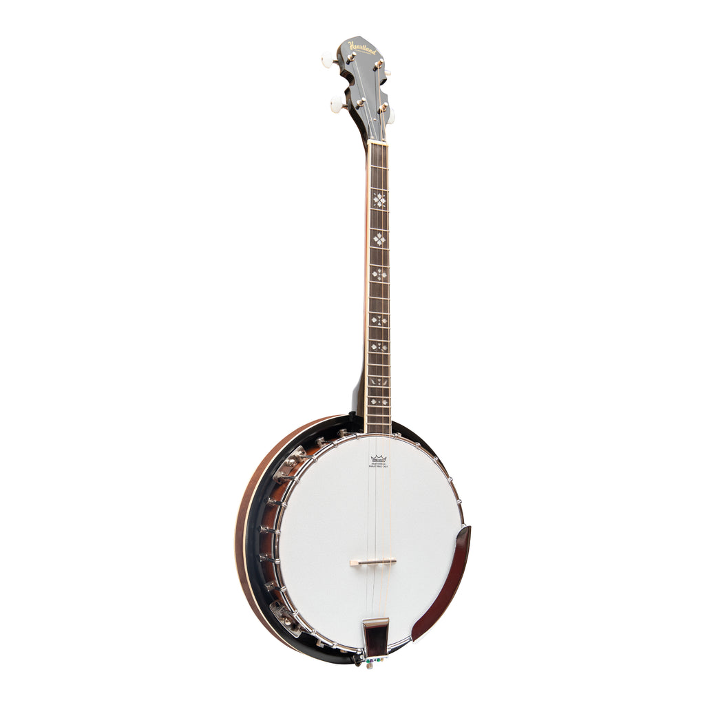 Heartland 4 String 19 Fret Irish Tenor Banjo Left Handed Player Series with Closed Solid Back Sunburst Finish