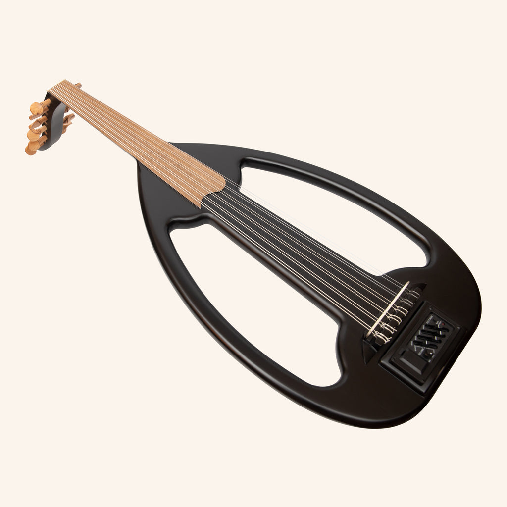 Muzikkon Electric Arabic Frame Oud With Pegs, Lacewood Black