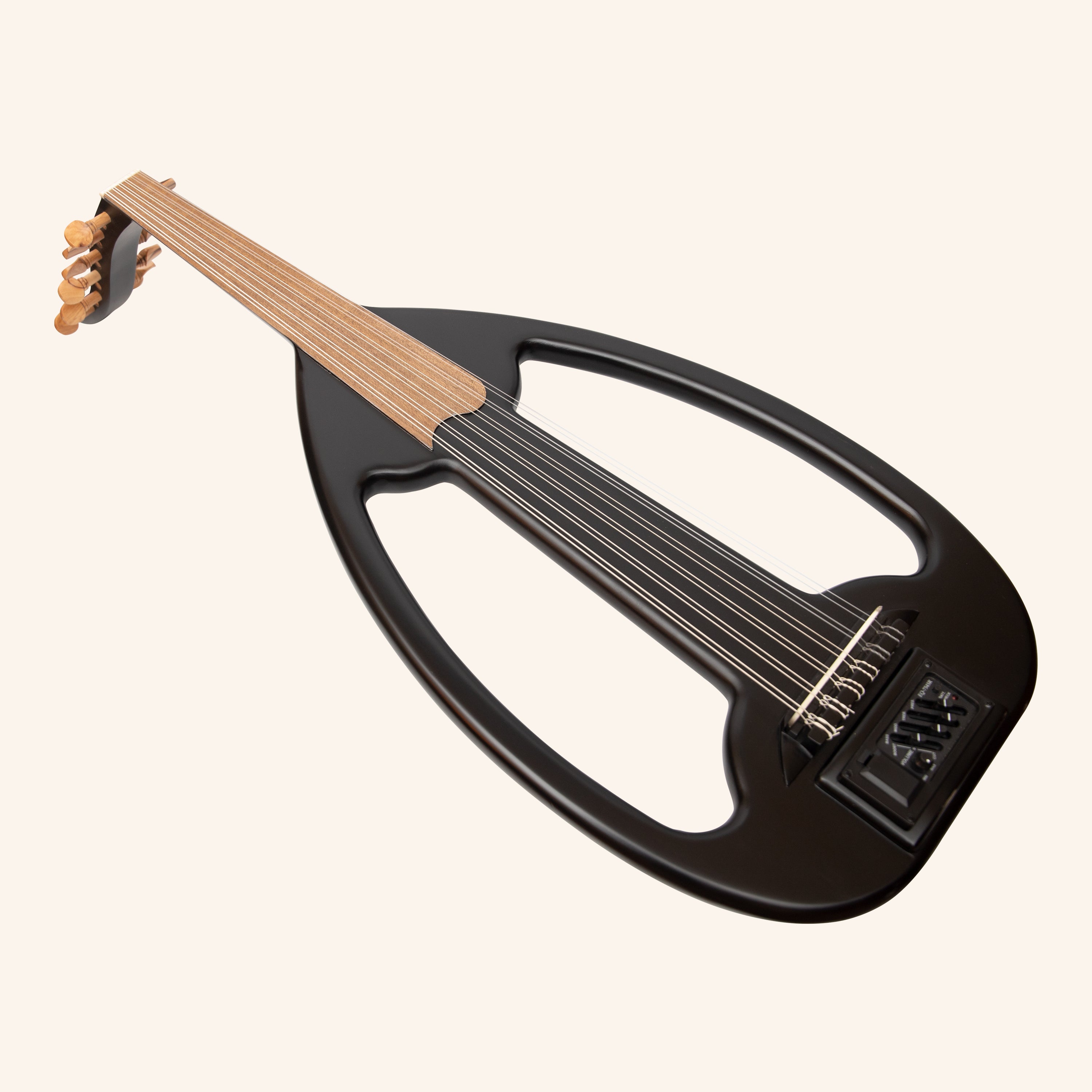 Muzikkon Electric Arabic Frame Oud With Pegs, Lacewood Black