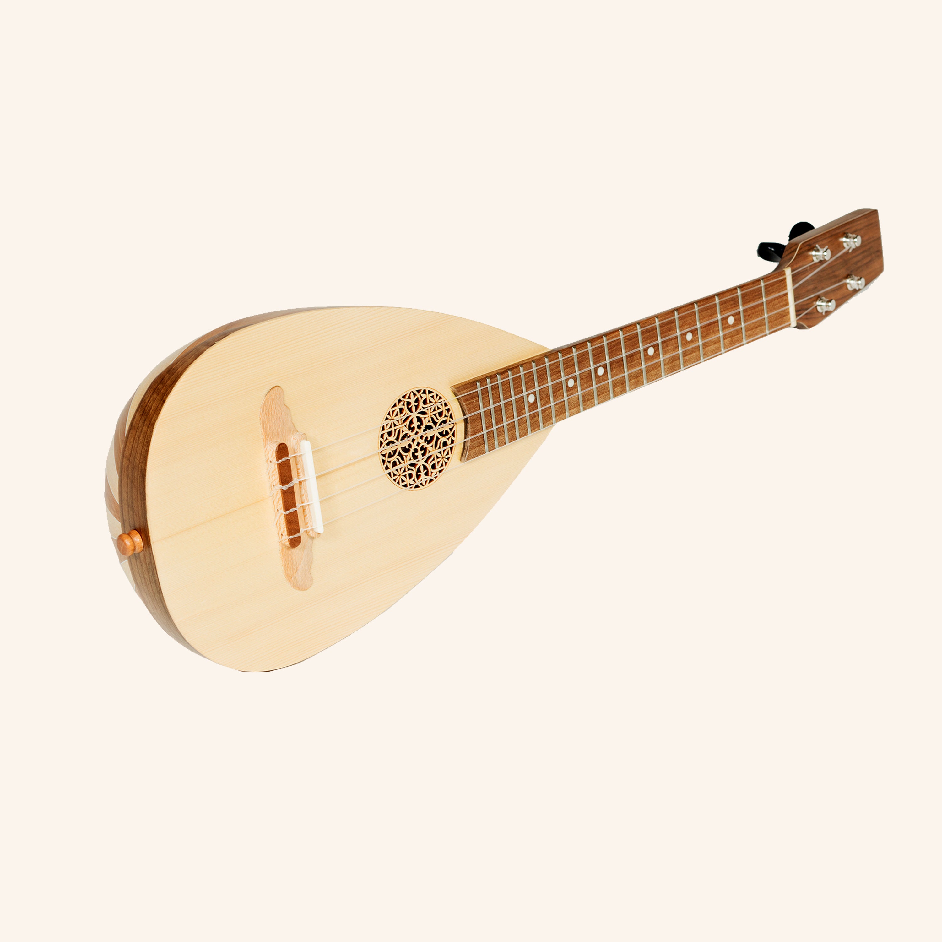 Heartland Baroque Ukulele, 4 String Soprano Variegated Walnut and Lacewood