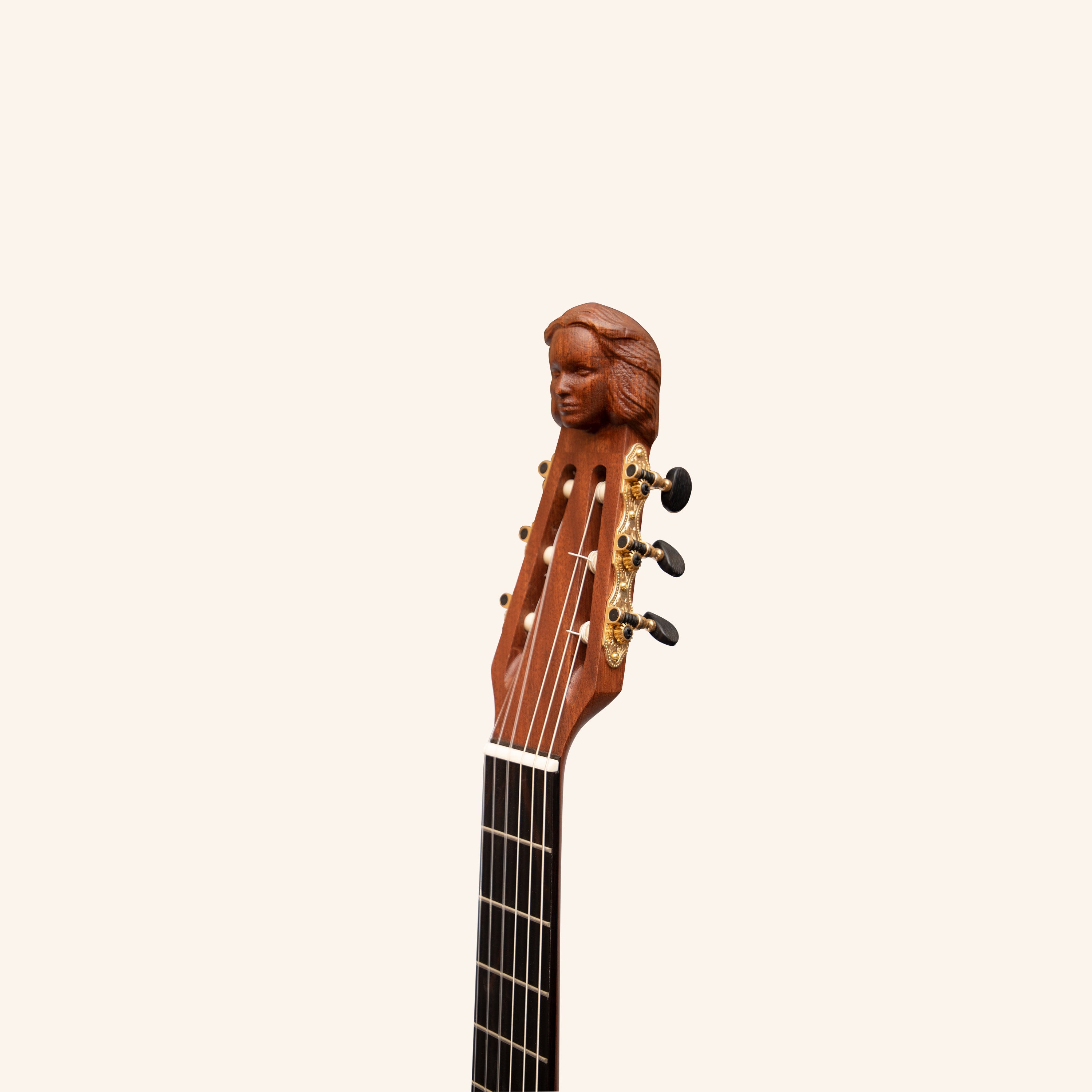 Muzikkon Lute Guitar, 6 Steel Strings Variegated Lacewood Rosewood Left Handed