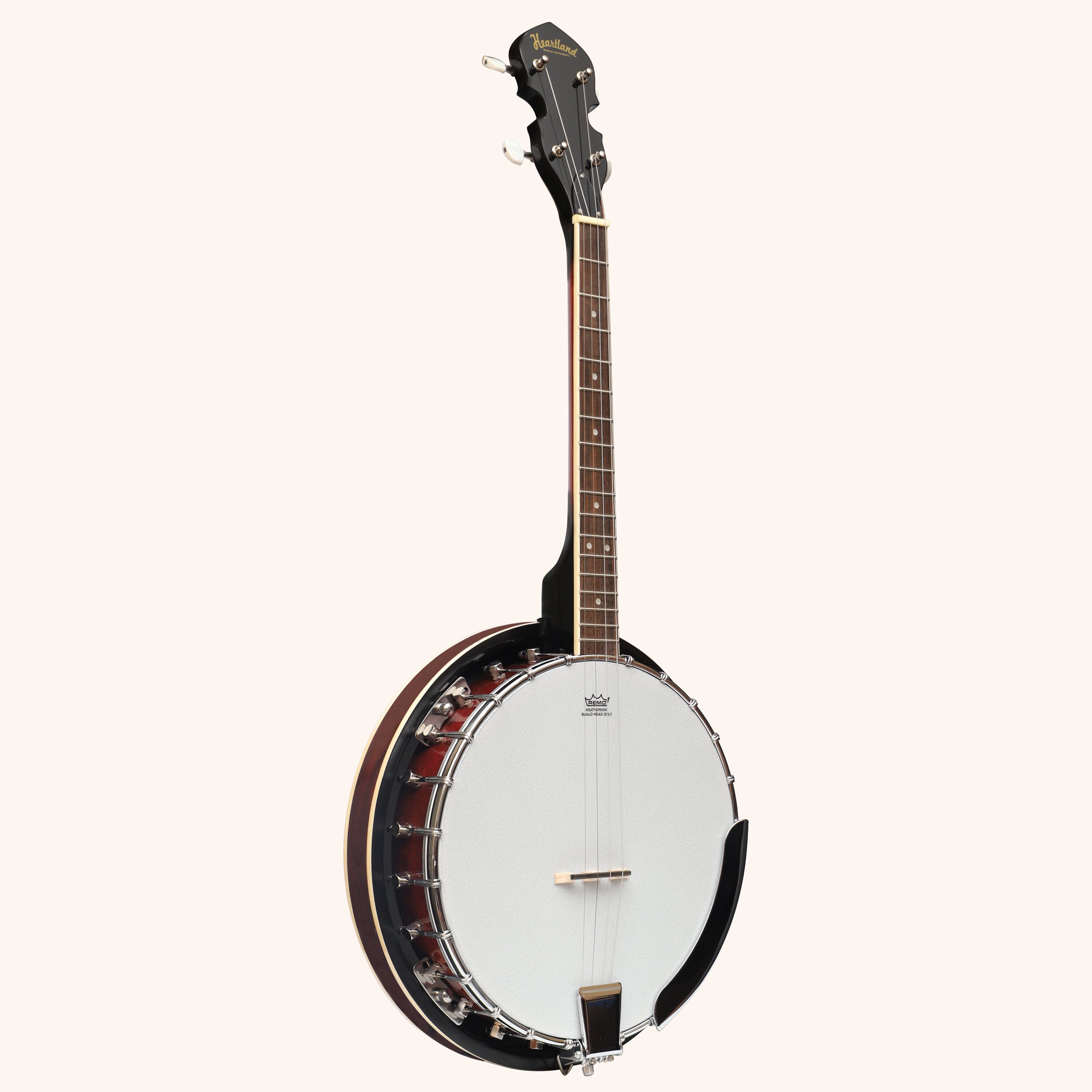 Heartland 4 String Banjo Closed Solid Back 17 Fret, Left Handed 4 String Irish Tenor Banjo Short Scale