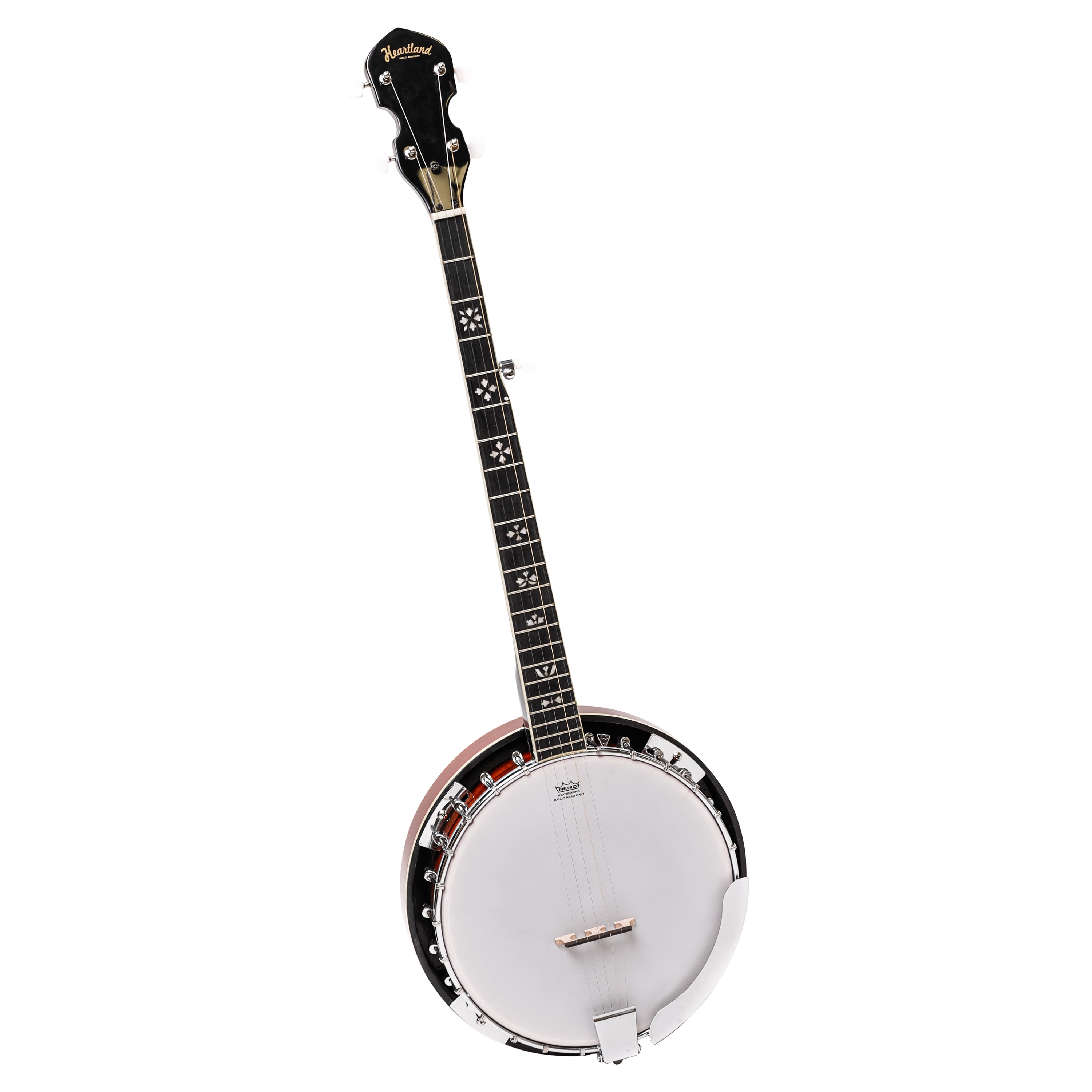 Heartland 5 String Irish Banjo Left Handed Player Series 24 Bracket with Closed Solid Back Sunburst Finish