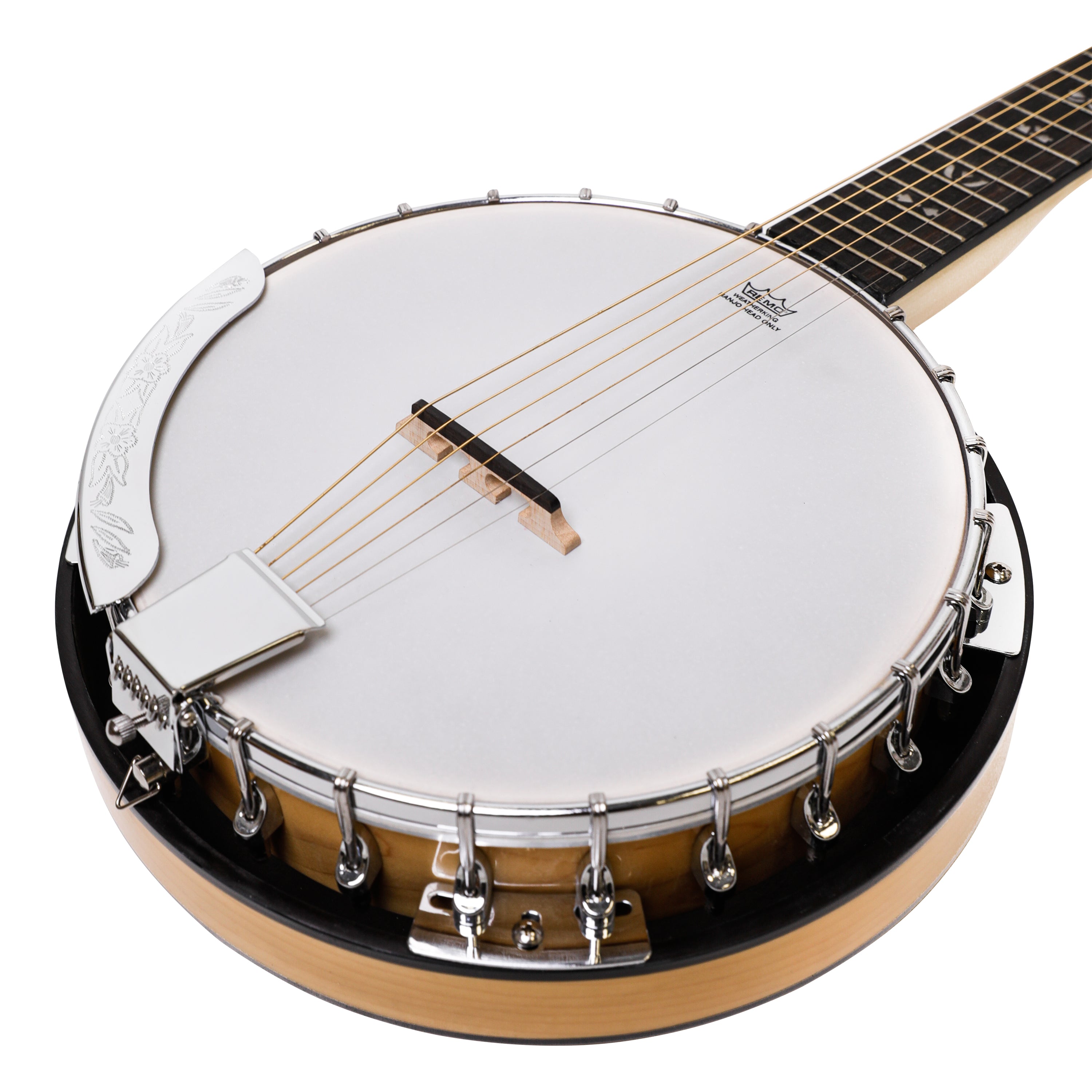Heartland 6 String Deluxe Irish Banjo 24 Bracket with Closed Solid Back Maple Finish