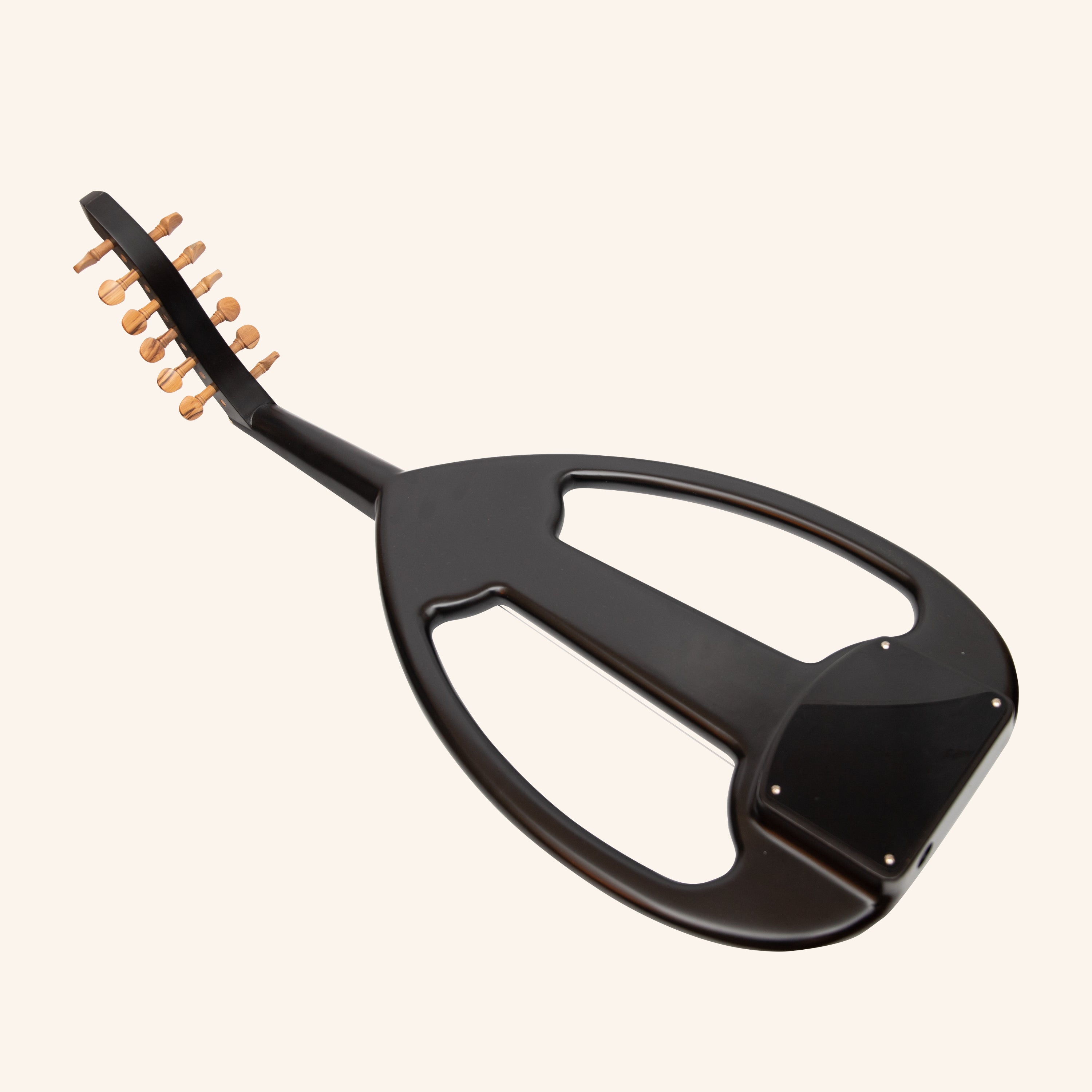 Muzikkon Electric Arabic Frame Oud With Pegs, Lacewood Black